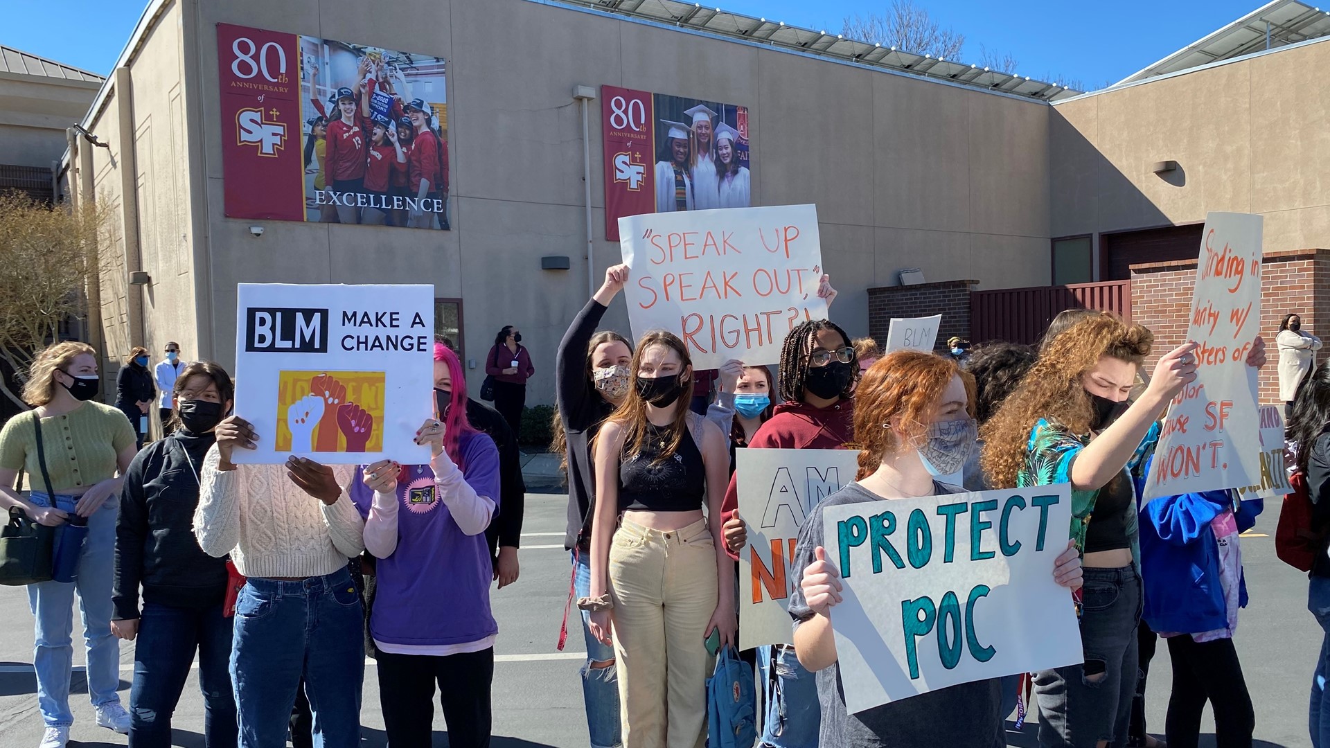 Students gather to protest outside St. Francis High School | abc10.com