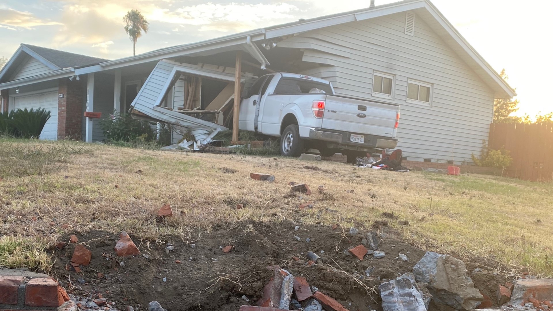 Police say a chase came to an abrupt end after a suspect drove into a home near South Sacramento.