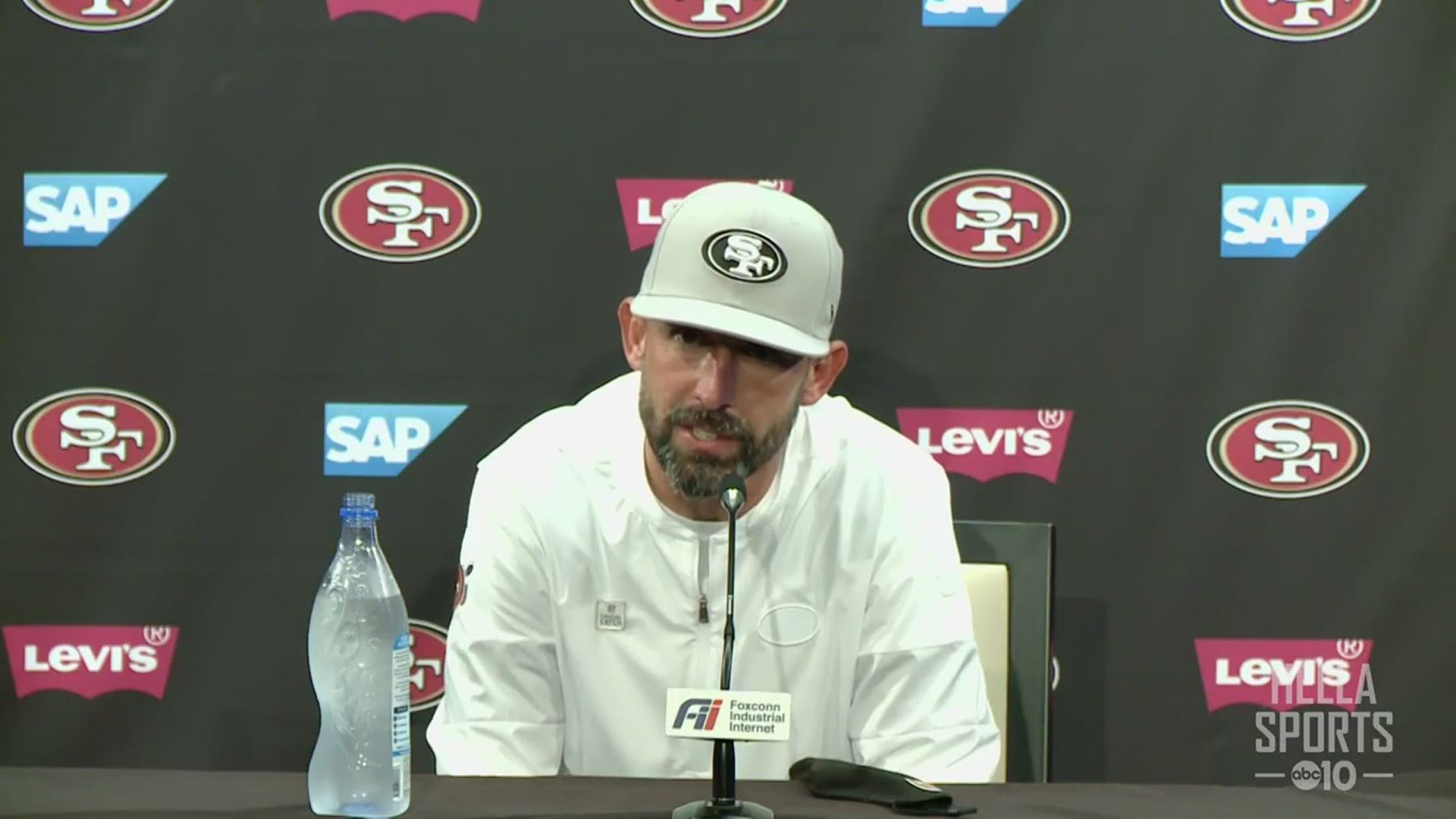 49ers coach Kyle Shanahan talks about Sunday night's 25-20 loss to the Philadelphia Eagles and his decision to pull quarterback Nick Mullens for C.J. Beathard.