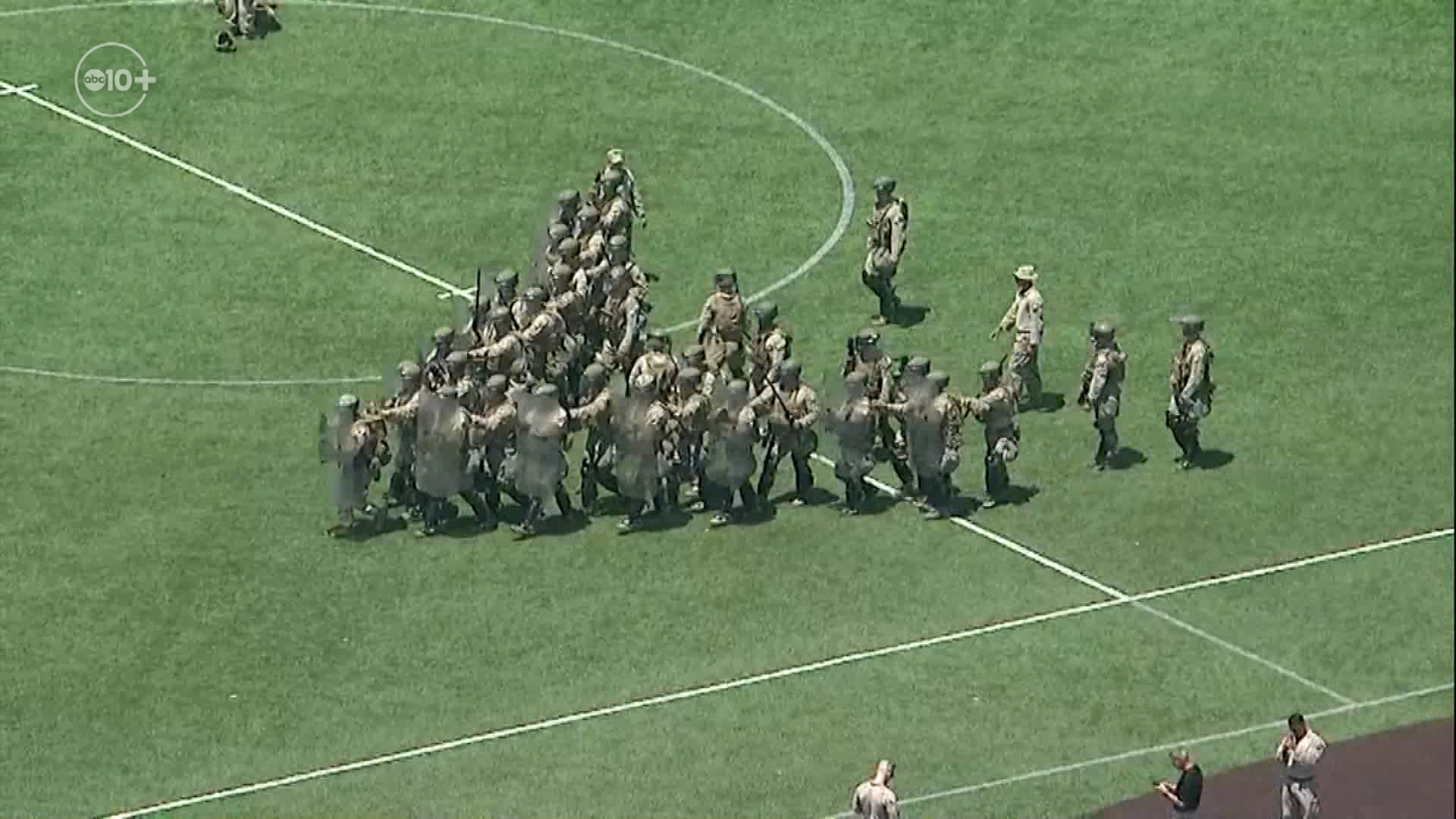 Marines staging at Naval Weapons Station Seal Beach | Aerial Video from KABC.