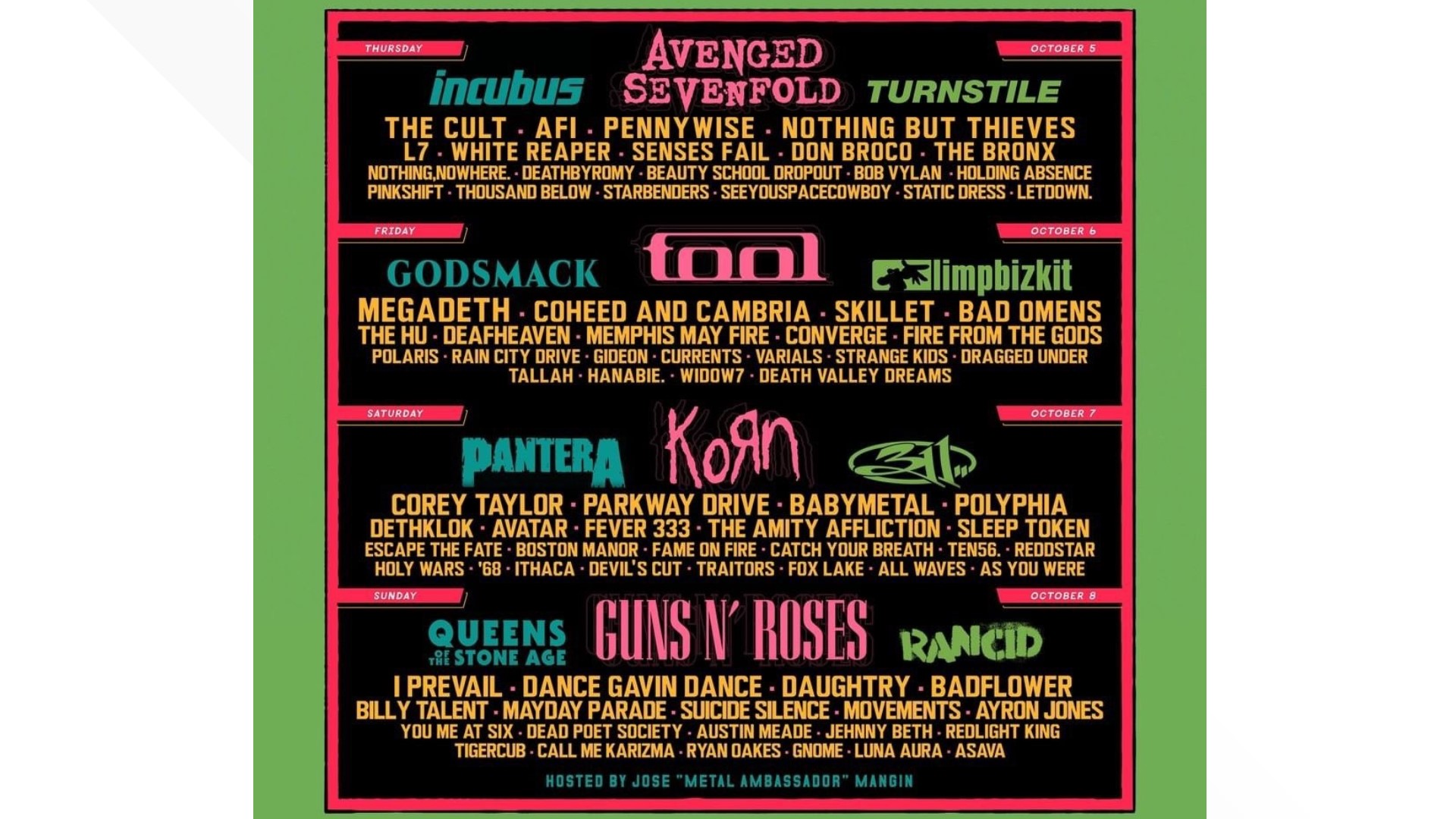 2023 Aftershock Festival Avenged Sevenfold, Korn and Tool added