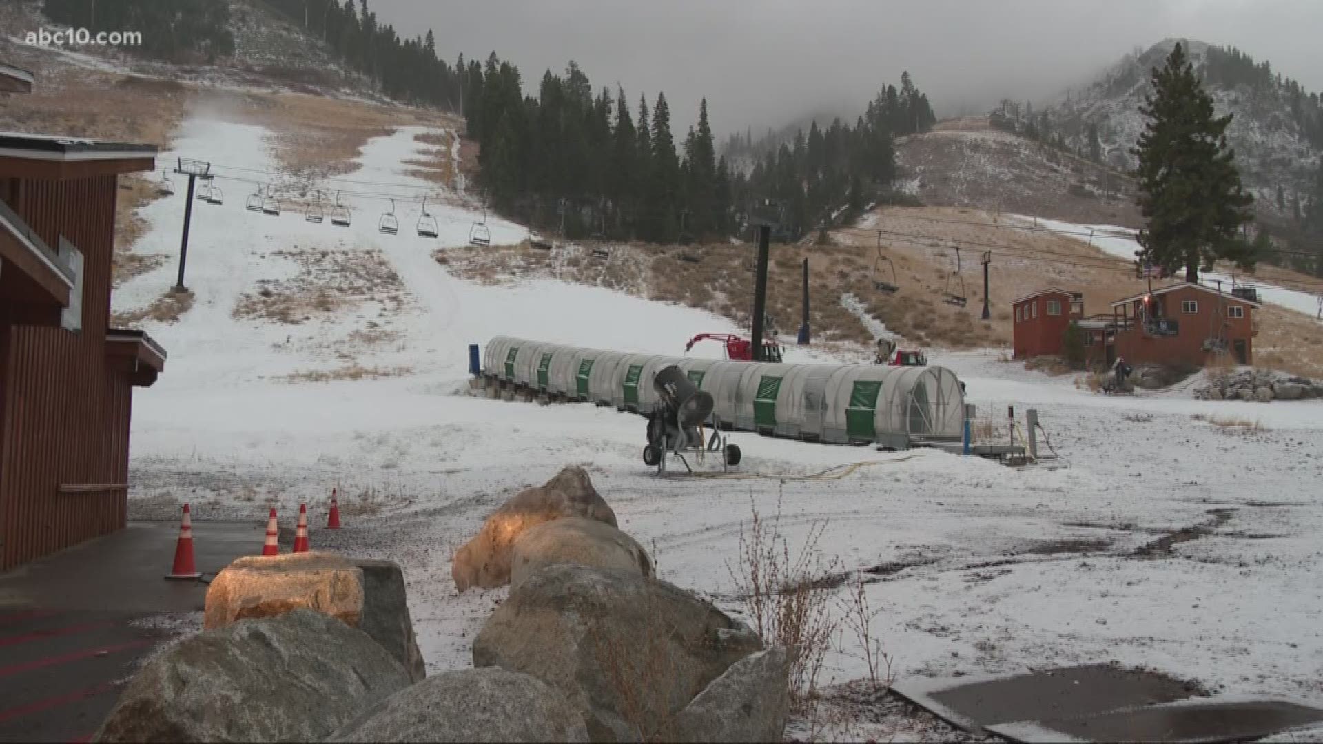 Squaw Valley saw a light dusting of snow and more is expected later for next week.