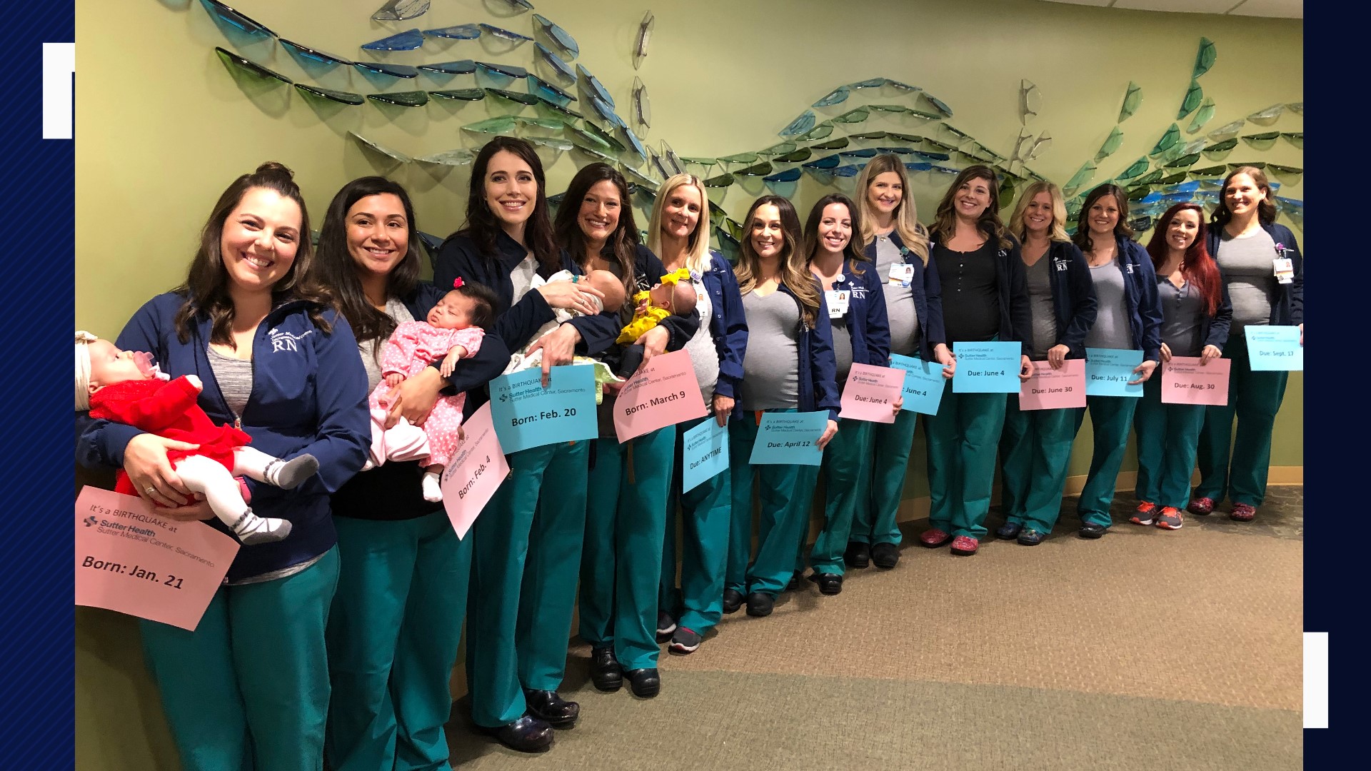 Not one, or two, or three, but 10 nurses in Sutter Medical Center's labor and delivery unit are pregnant. Before the new year, that number was 14! Four of the nurses have given birth in 2019.