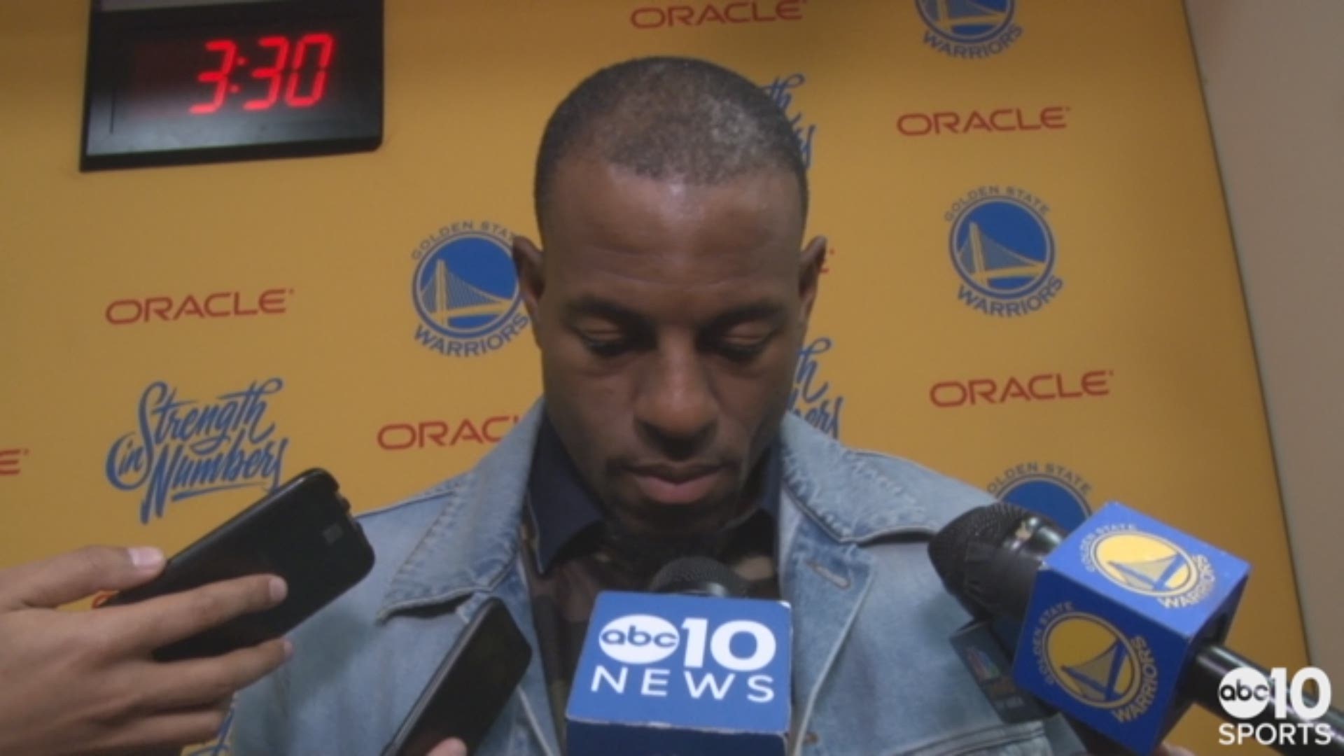 Warriors forward Andre Iguodala talked about Saturday's win over the San Antonio Spurs in game 1 of their Western Conference playoff matchup, getting a starting role in the game and the defensive performance of his Golden State team.