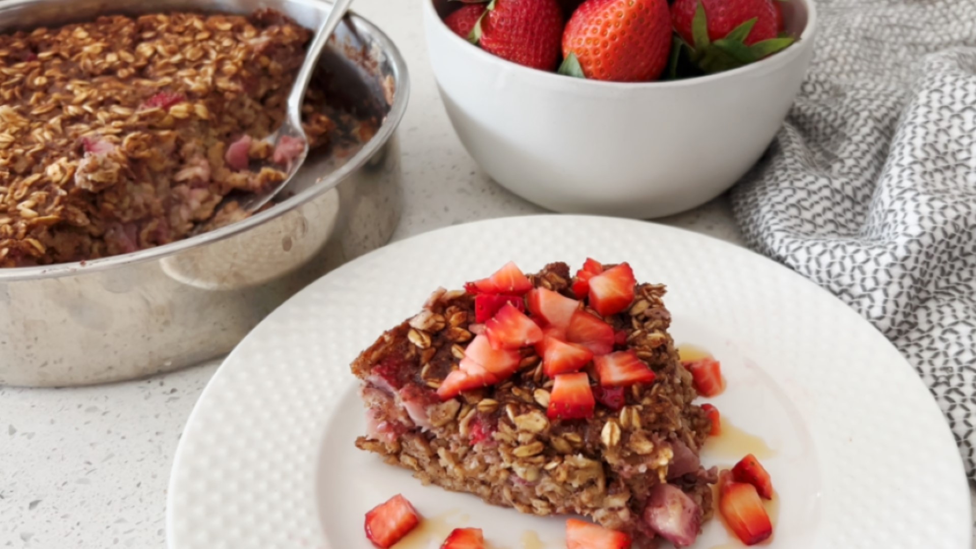 This Strawberry Baked Oatmeal makes a hearty breakfast that's easy to make!