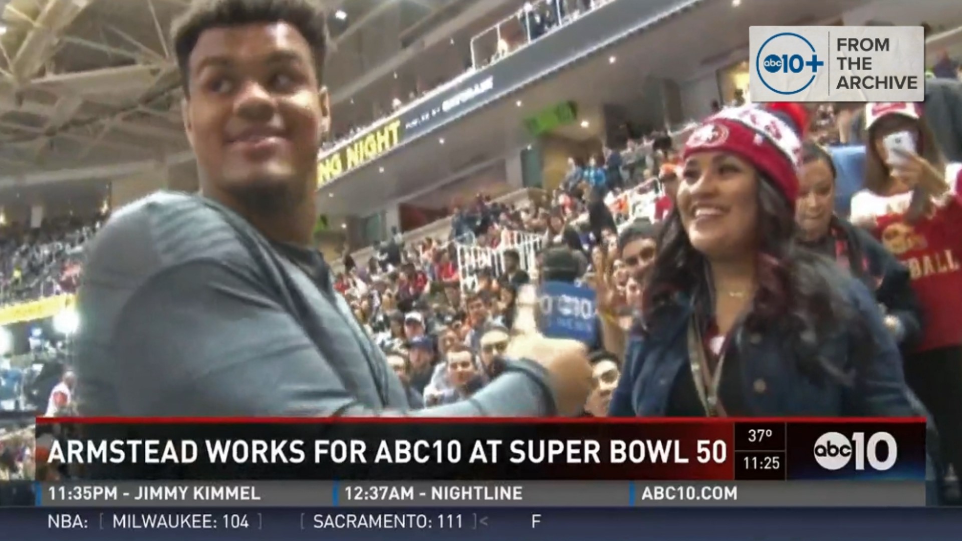 San Francisco 49ers tackle Arik Armstead reported for ABC10 during two NFL Super Bowls in 2016 and 2020 where he interviewed fans and fellow players and coaches.