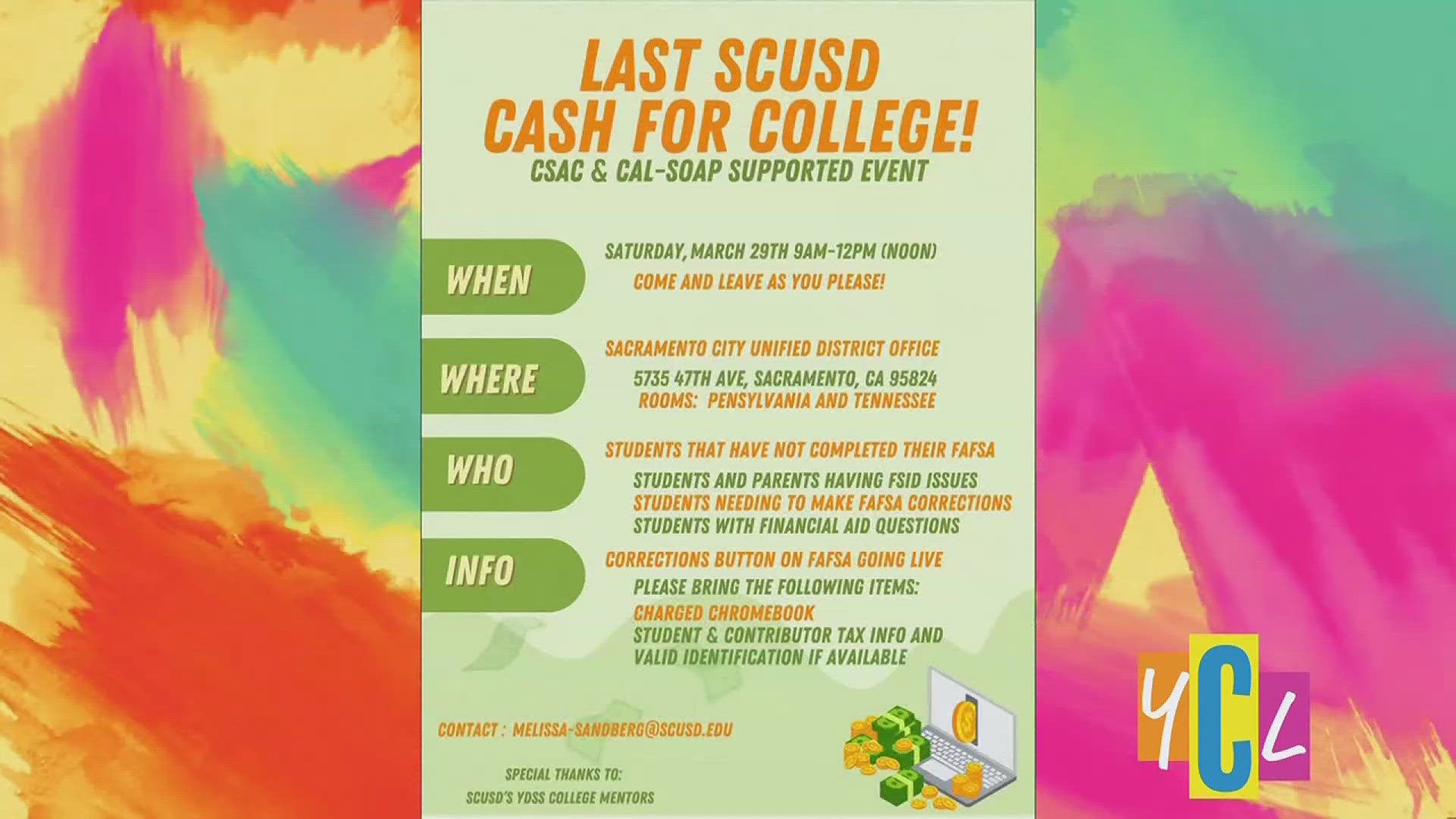 The FAFSA and California Dream Act Application (CADAA) deadline has been extended to April 2nd—giving students more time to secure college aid. 