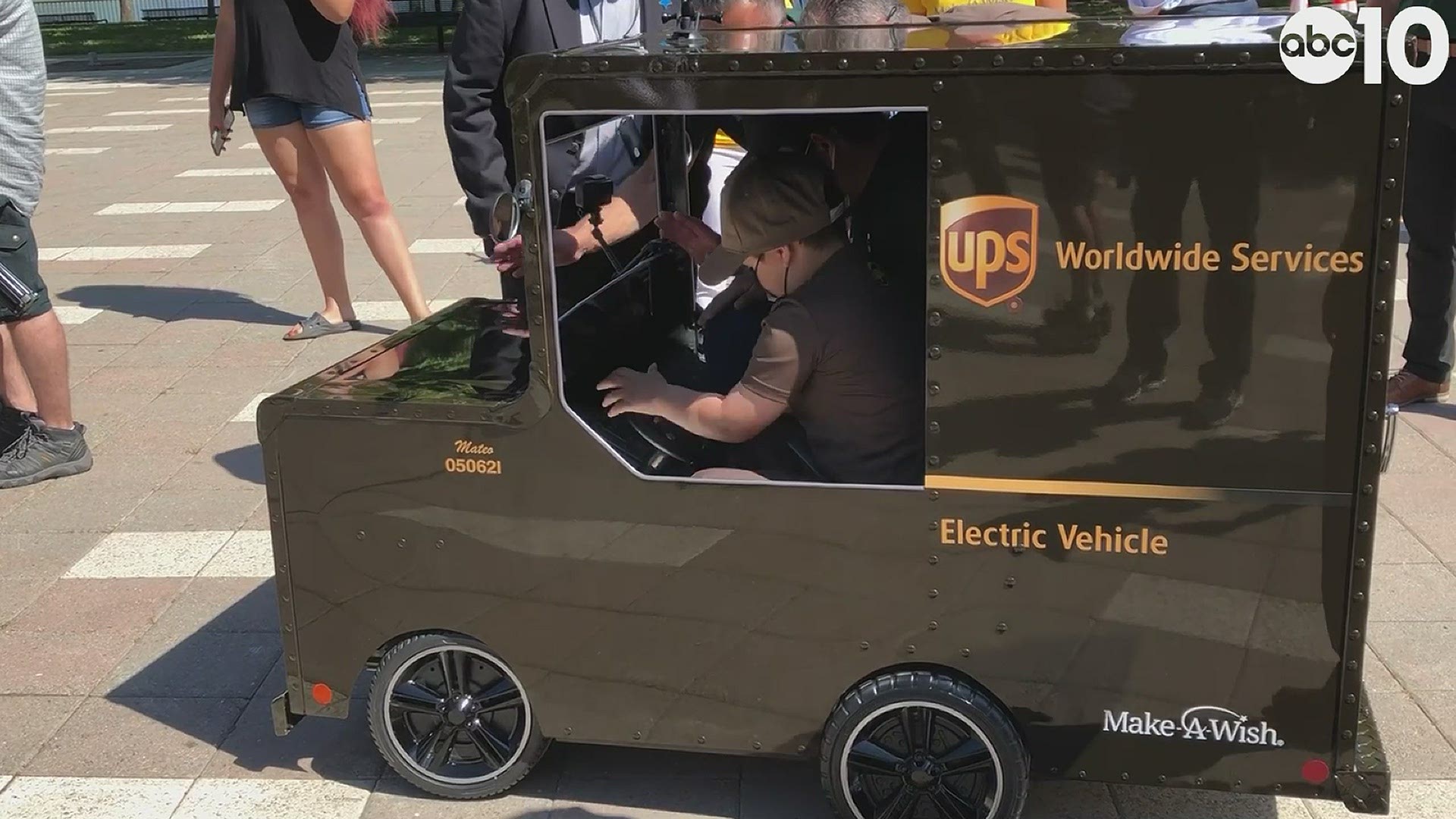 Mateo Toscano, 6, had his wish of becoming a UPS delivery man granted on Thursday when he got to deliver a little hope to the city of Stockton.