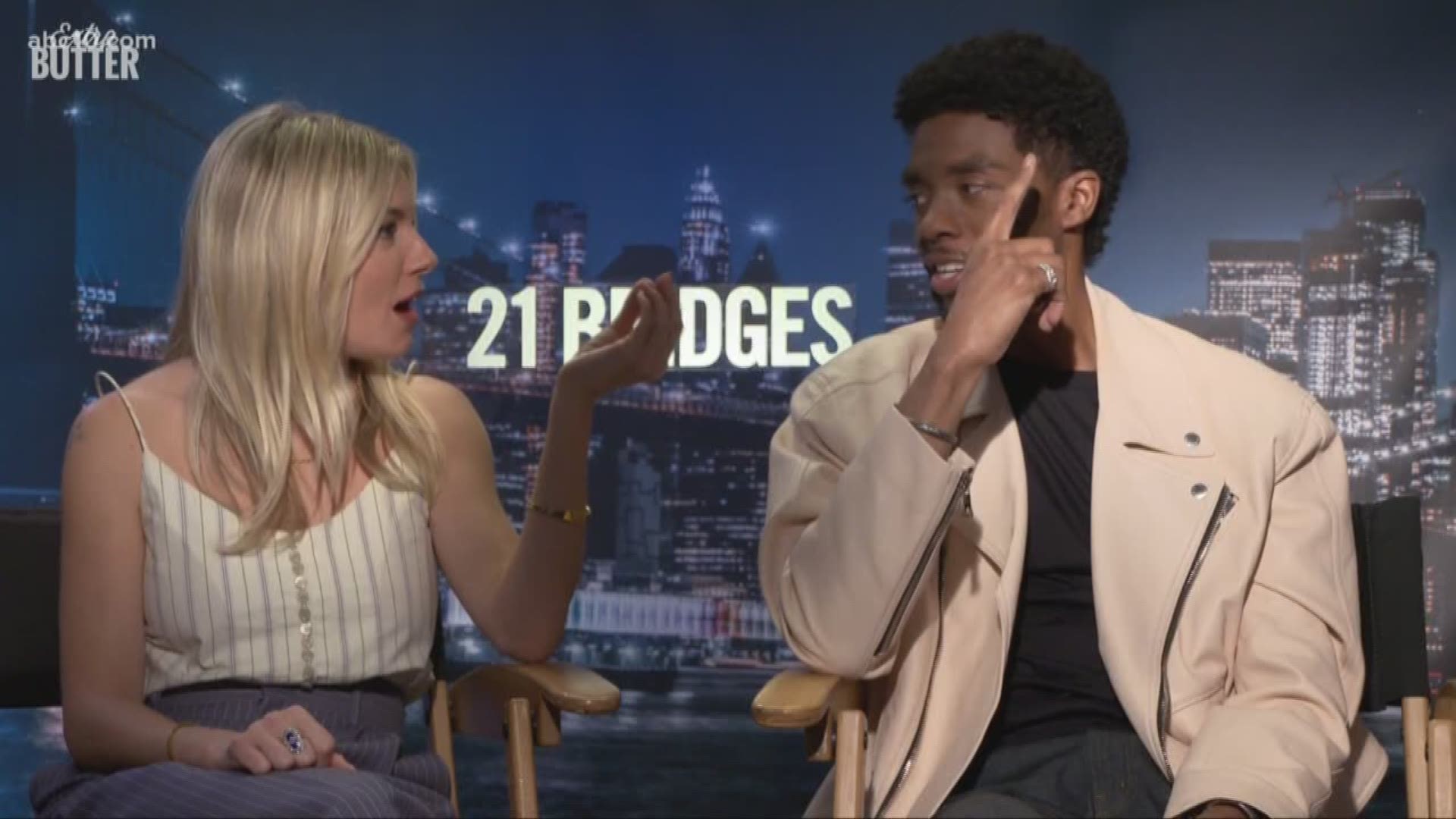 Mark S. Allen sits down with Chadwick Boseman and Sienna Miller about the movie "21 Bridges," which is now available to watch on streaming devices.