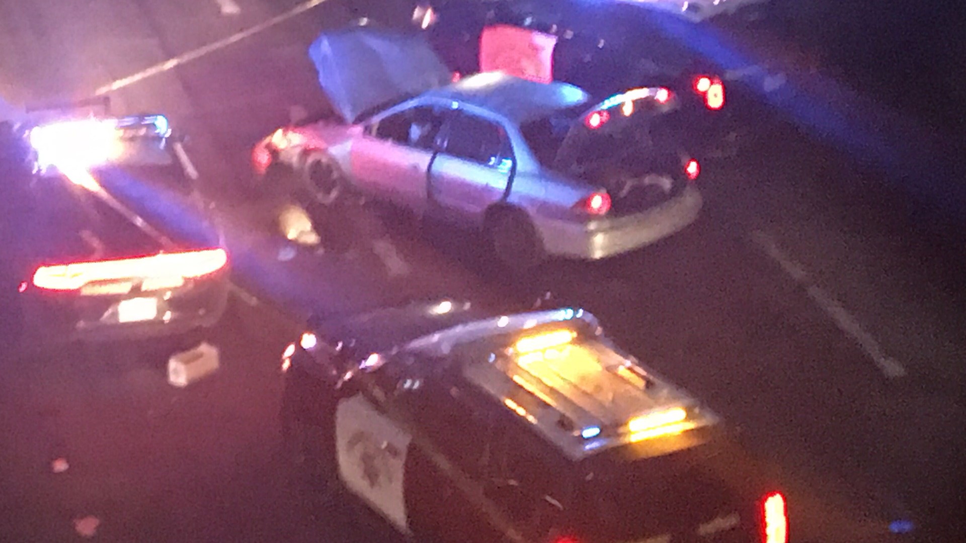 Traffic collision on southbound I-5 blocks lanes in Downtown Sacramento at Q Street