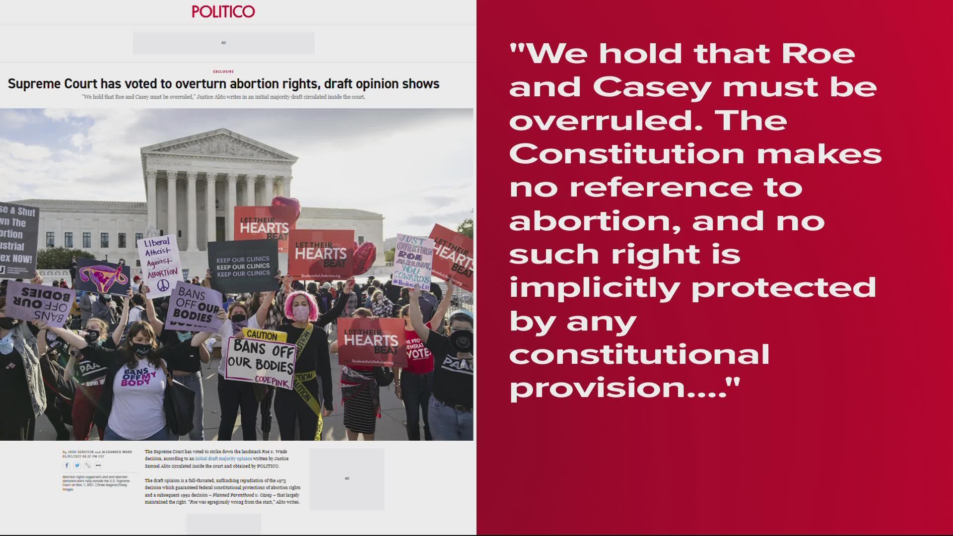 Politico recently reported on leaked U.S. Supreme Court documents they obtained indicating the historic "Roe v. Wade" could be soon overturned.