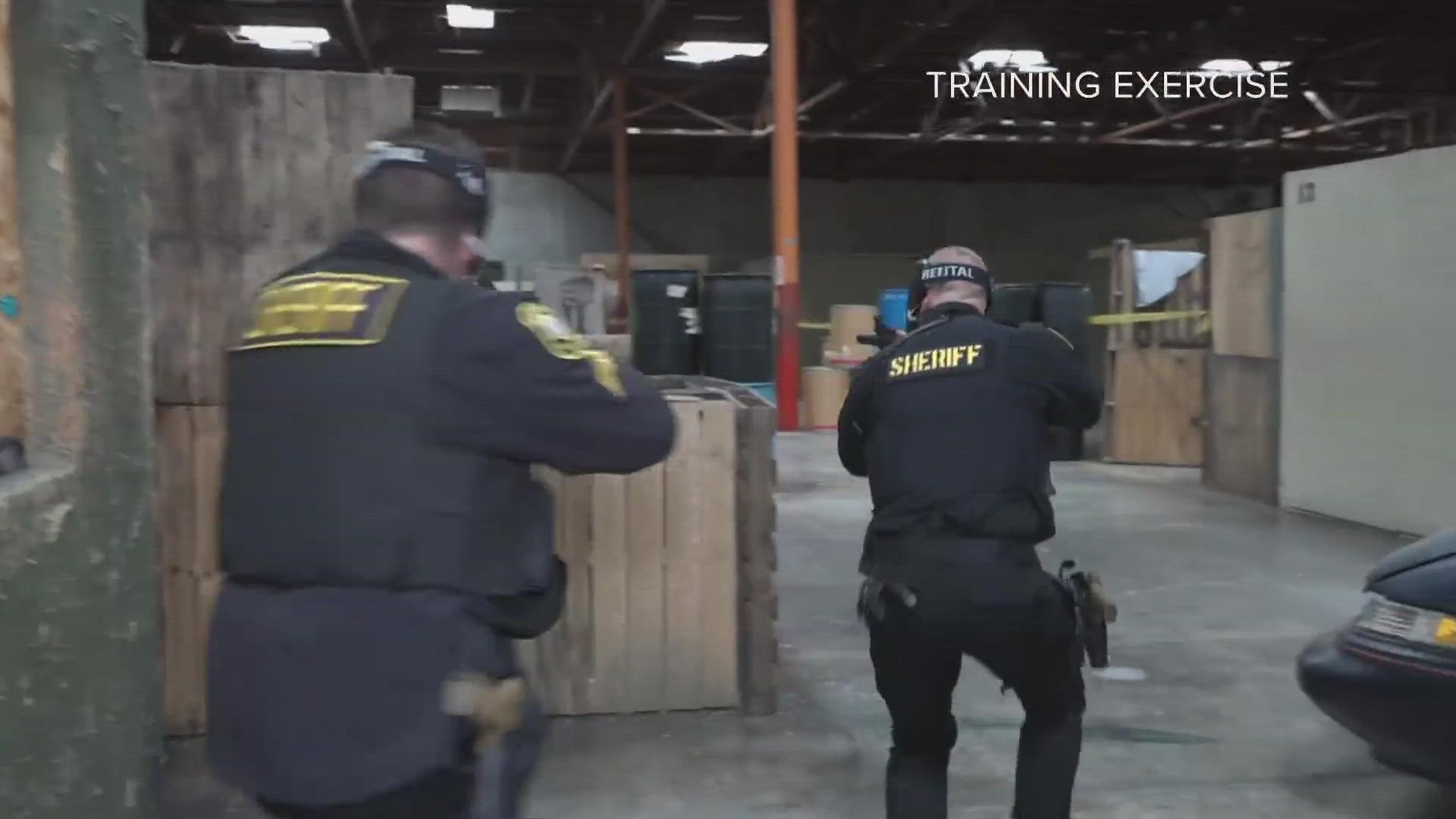 Deputies train with scenarios as close as possible to the real thing inside a giant Stockton area warehouse