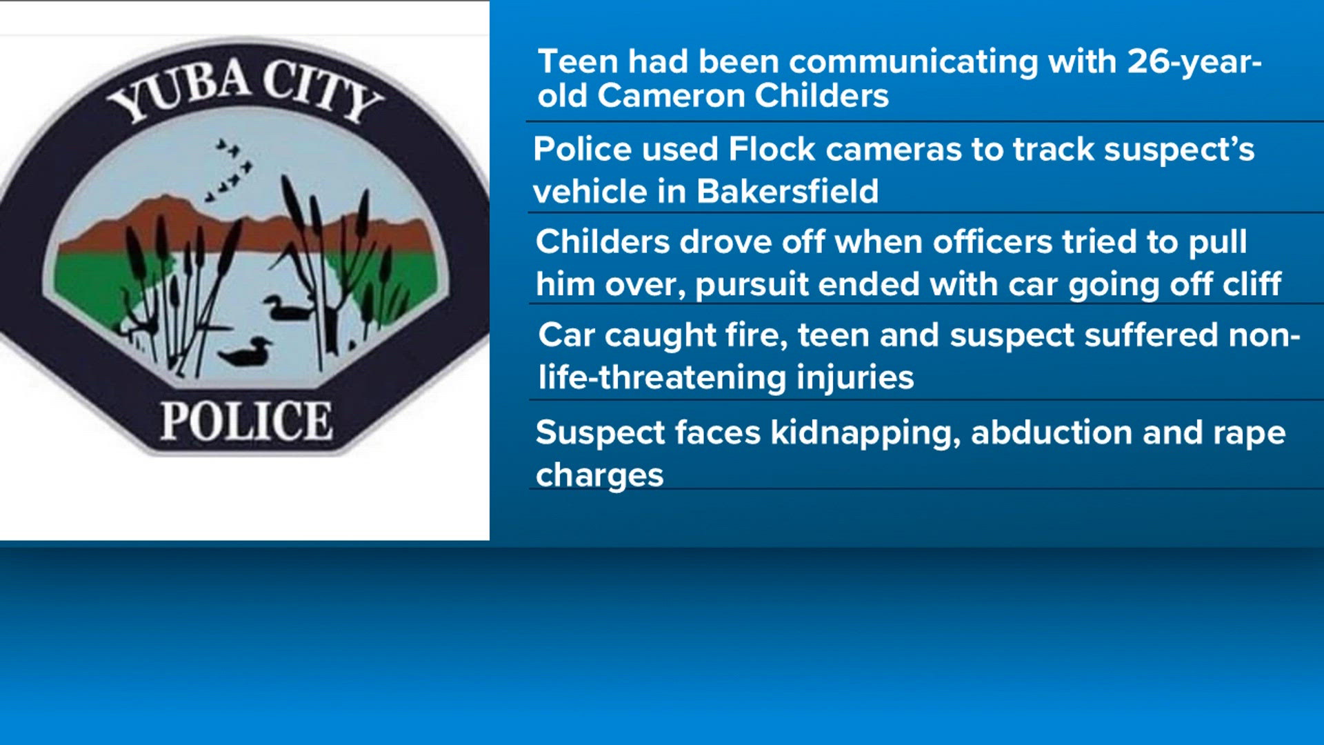 Yuba City teen found after police chase ends in cliff crash | abc10.com