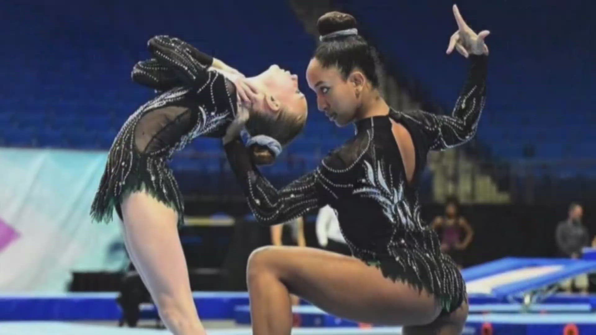 Isabella Brookins and Leana Borodayev are acrobatic gymnasts competing in the Pan American Championships.