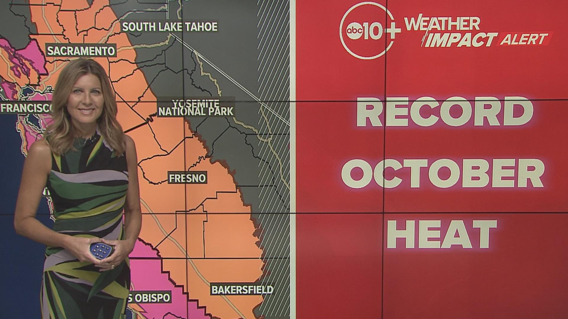 Records continue to fall as a strong ridge of high pressure stays locked across California. A break in the heat is ahead later this week.