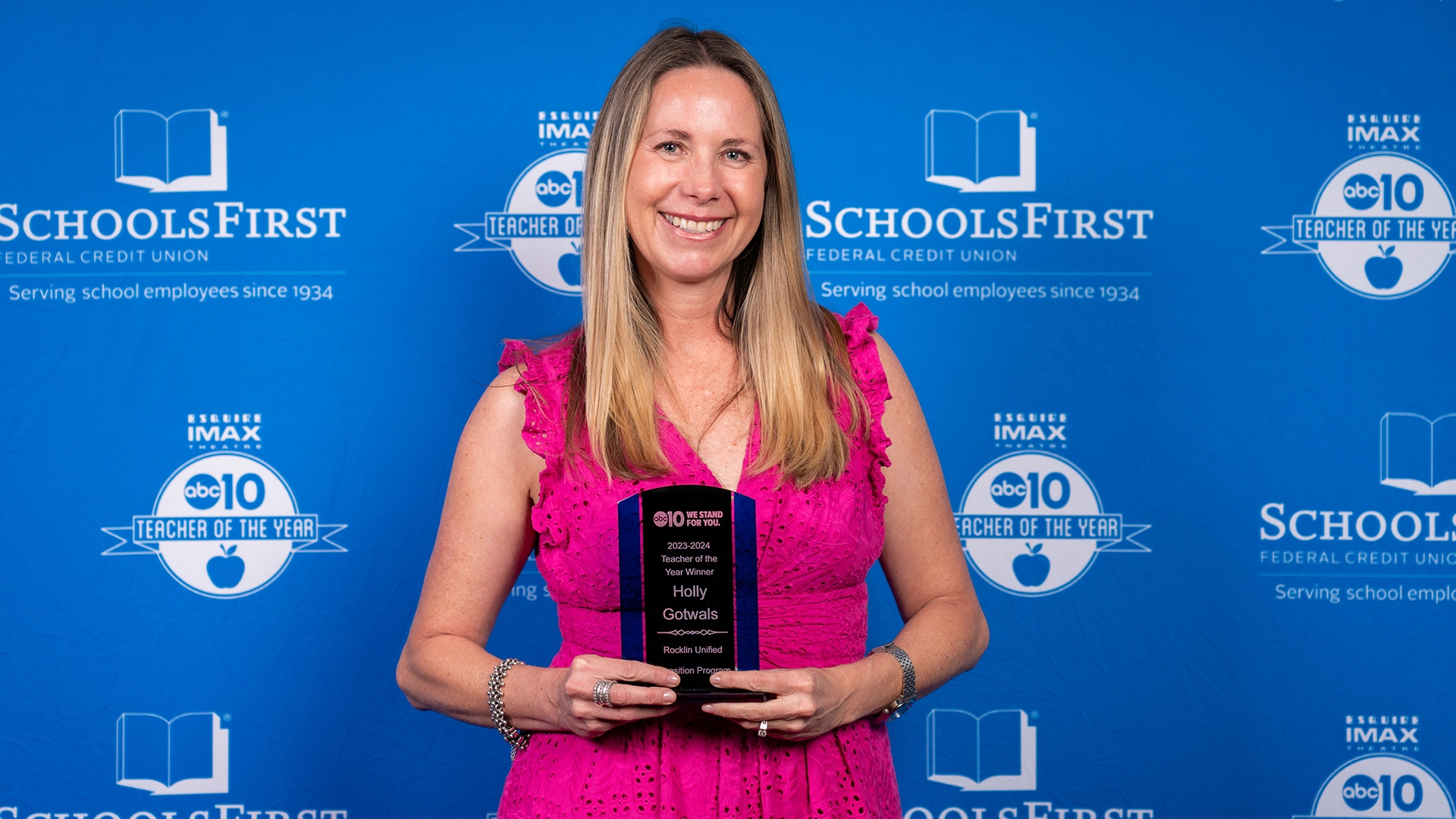 Chosen from 12 deserving monthly award recipients, Holly Gotwals was selected as the 2023/2024 Esquire IMAX Teacher of the Year.