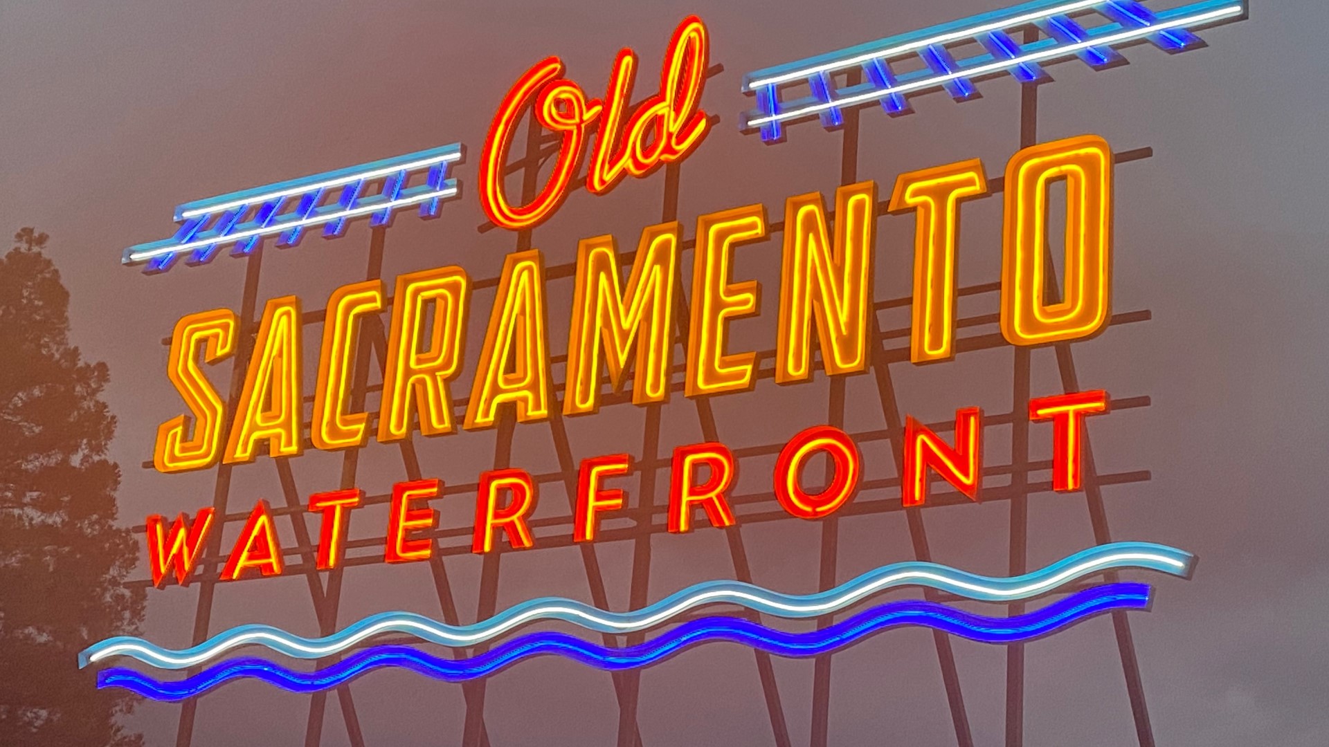 The Old Sacramento Waterfront was lit up for the first time, illuminating the skyline for the first time.