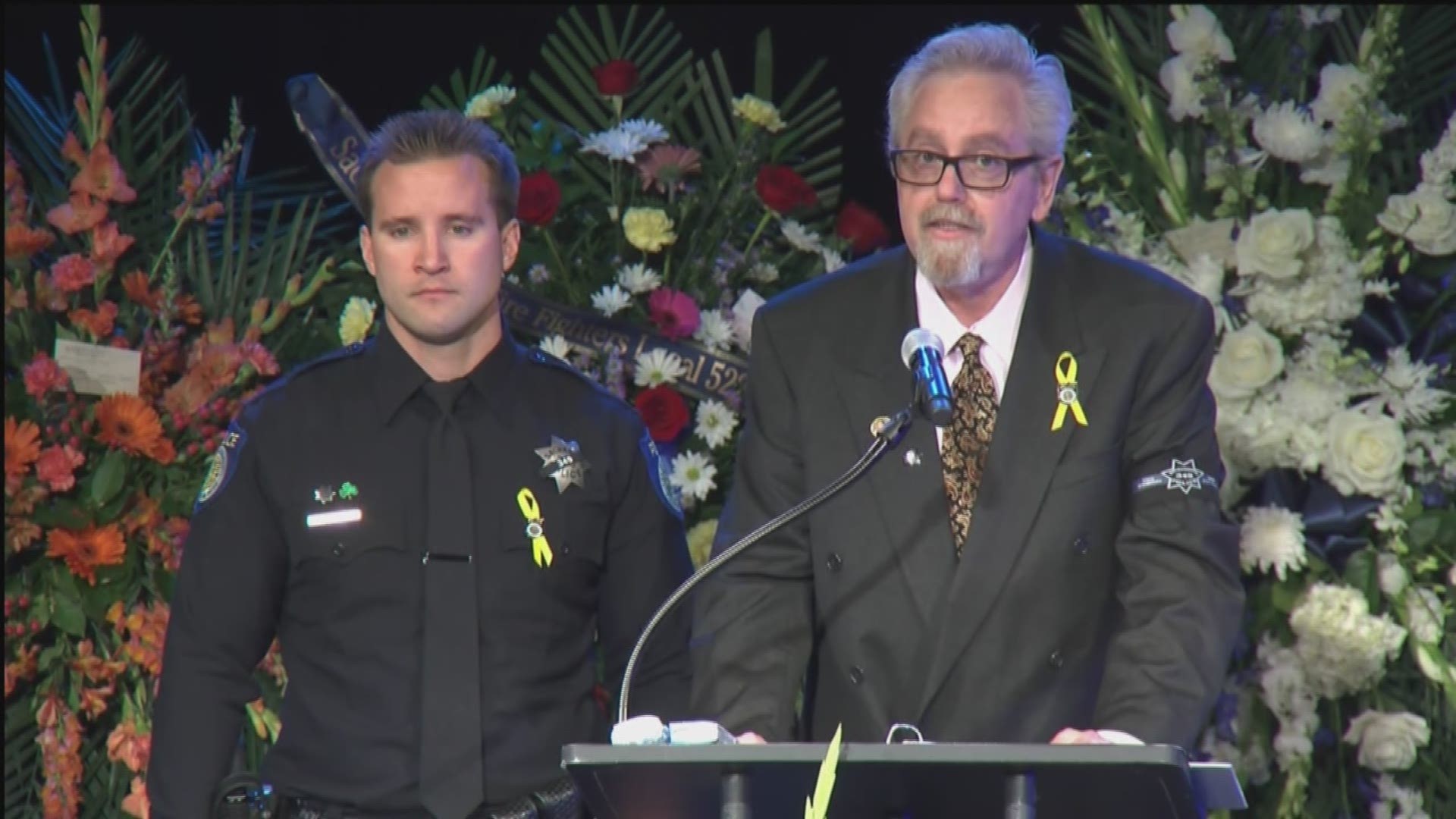At the memorial service for Sacramento Police Officer Tara O'Sullivan, her godfather, Gary Roush, gave a personal eulogy. Roush talked about Tara's strong character and her love for animals.