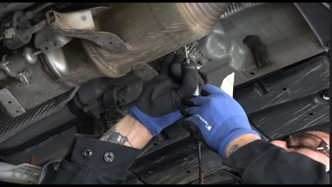 Etching on catalytic converters helps to deter thieves