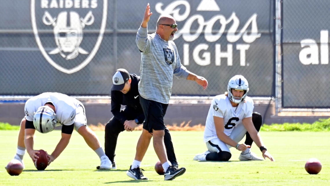 Las Vegas Raiders interim head coach Rich Bisaccia stands on the sideline  during the second half of an NFL football game against the Cleveland  Browns, Monday, Dec. 20, 2021, in Cleveland. (AP