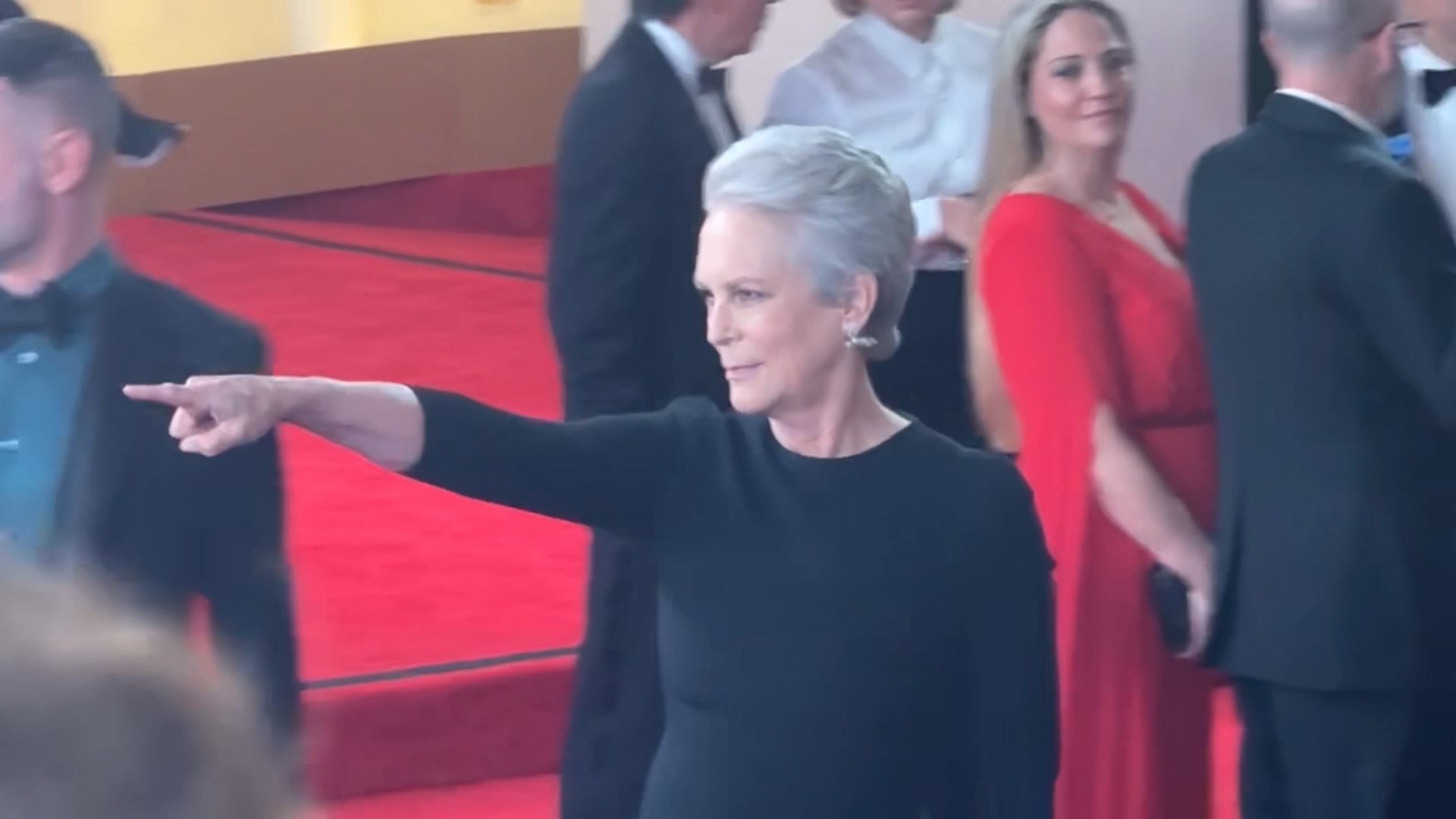 Jamie Lee Curtis walks the red carpet at the 2024 Oscars