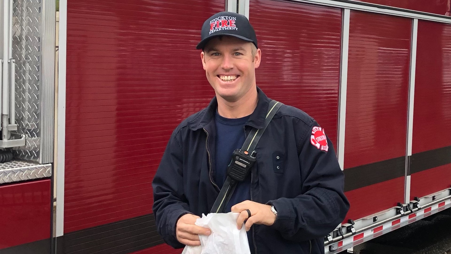 The crash left Stockton firefighter Dan La Rock with a fractured femur, fractured vertebrae, fractured ribs, and a ruptured spleen.