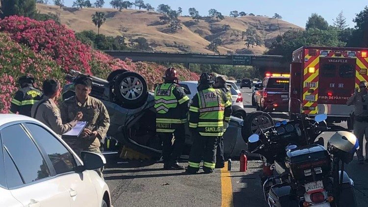 Rollover crash on I-80 in Vacaville, driver leaves with minor injuries