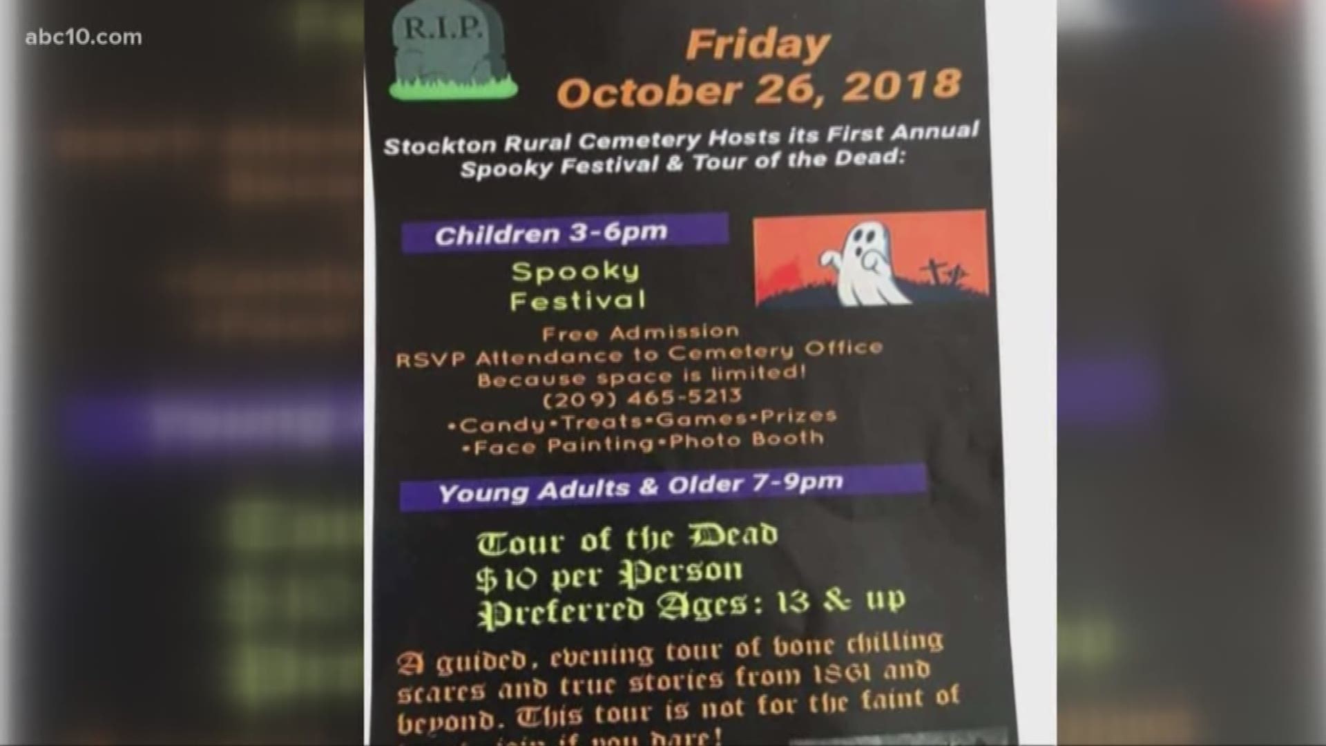 Called the "First Annual Spooky Festival & Tour of the Dead," the event will feature a children's festival, including face painting and games, as well as an adult "Tour of the Dead" for $10 at night.