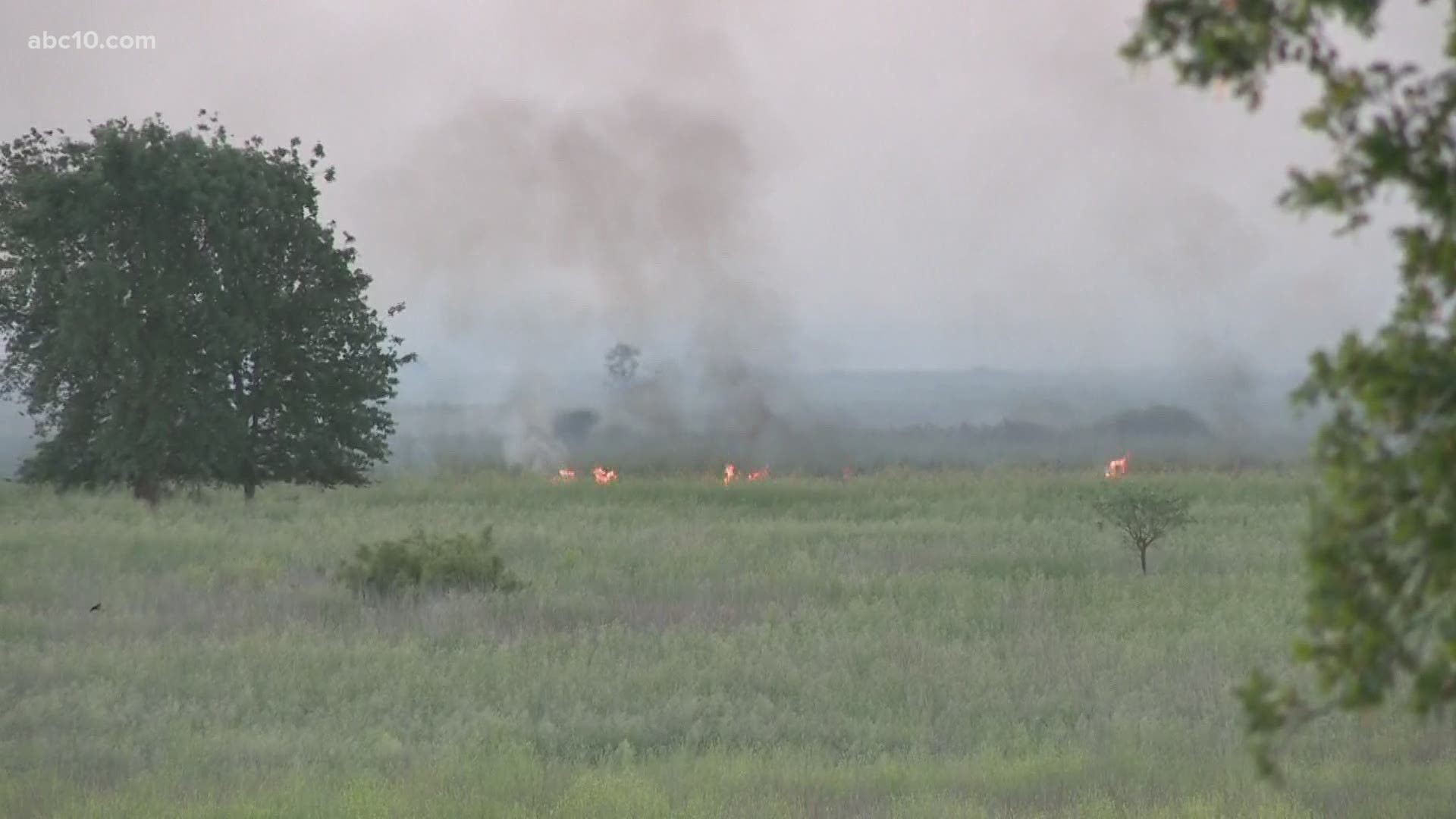A 500 acre grass fire near Fremont Weir Wildlife Area in Yolo County started overnight.