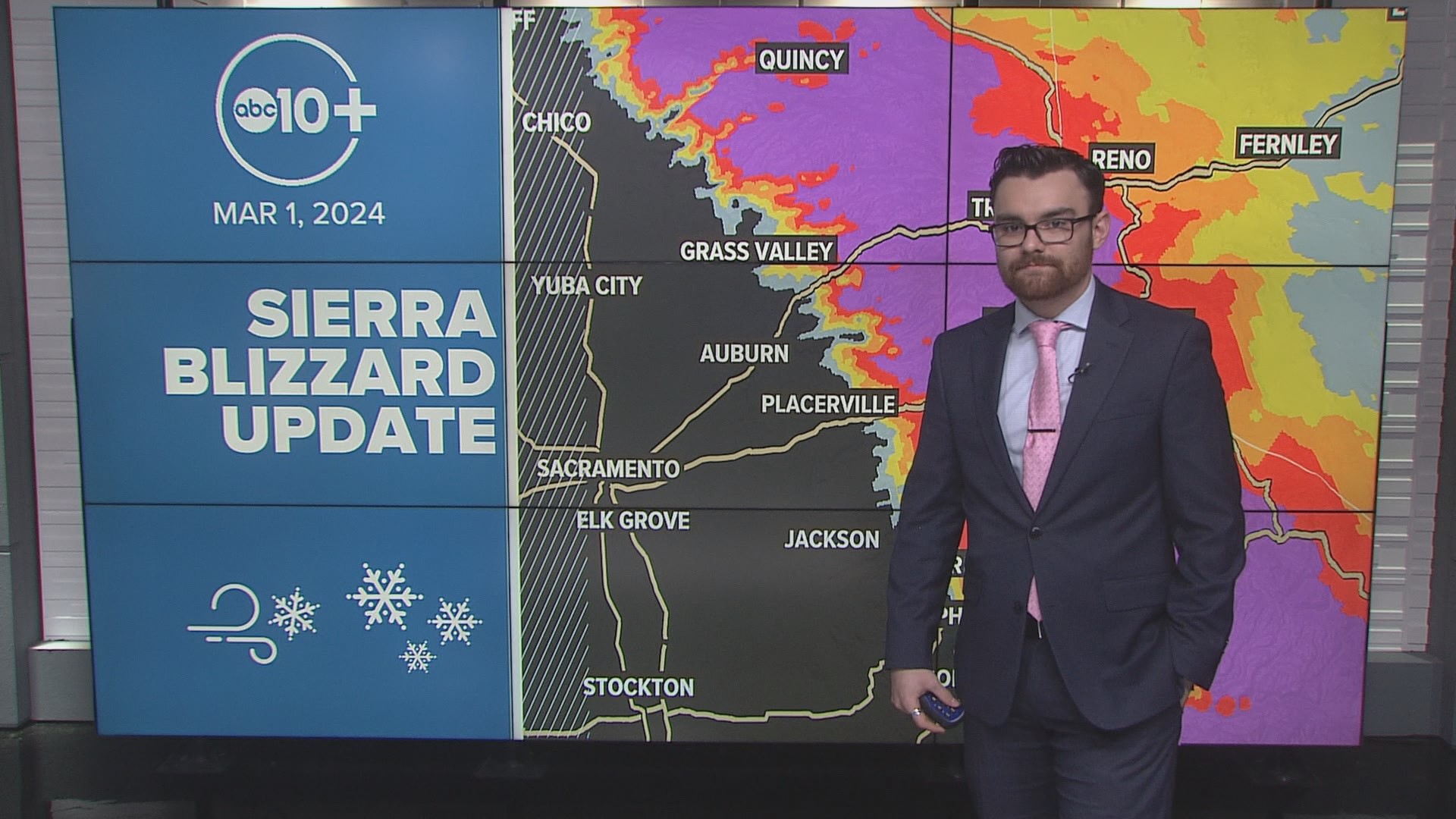 Sierra locations have already picked up one to two feet. Another 6-10 ft still to come! The bulk of the storm arrives this evening. Brenden Mincheff has the latest.