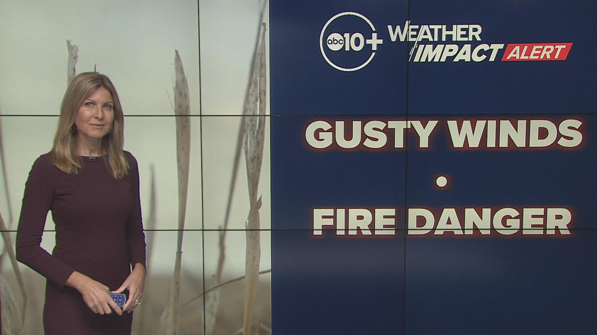 Two wind events will lead to increasing risk of fire danger midweek. Low humidity and lowering fuel moisture along with gusty winds could result in rapid fire spread