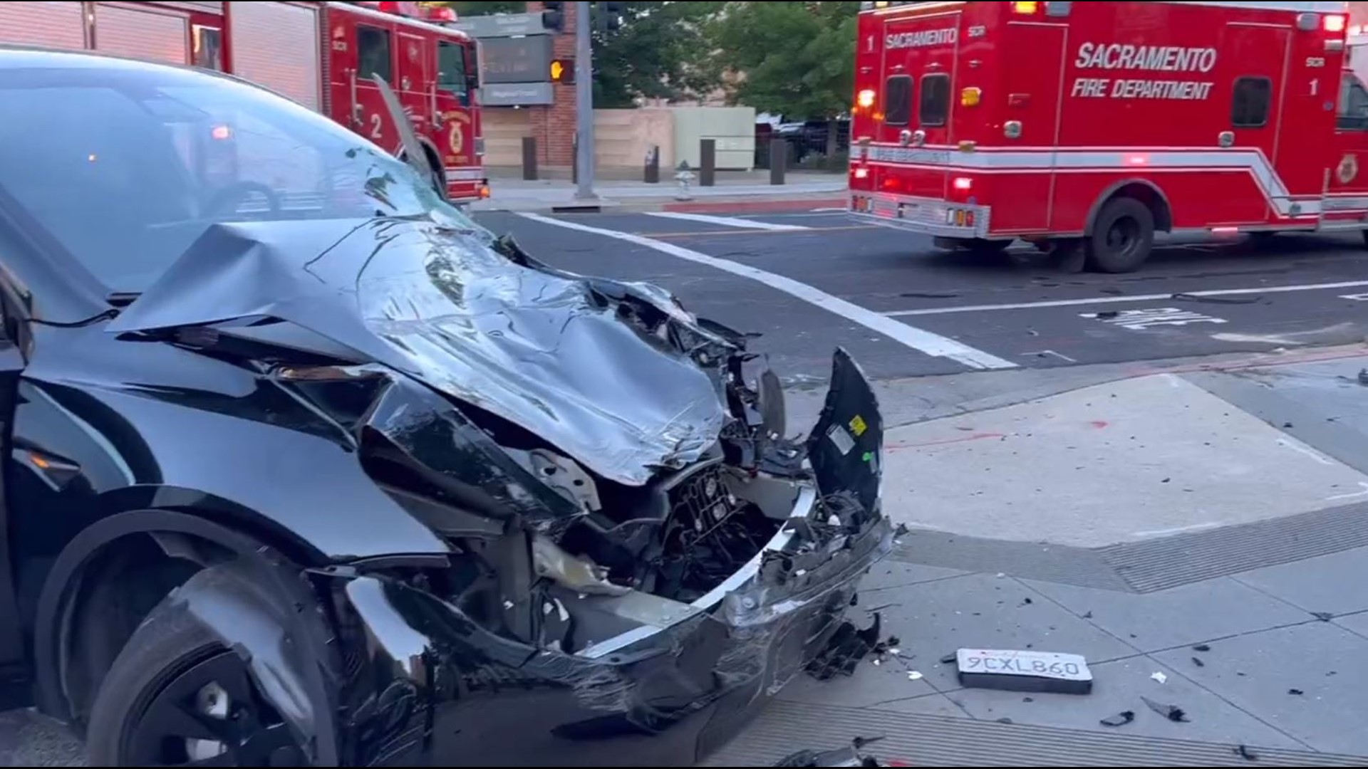 Multiple people are hurt after a crash involving a prisoner transport bus in Sacramento, according to the Sacramento Fire Department.