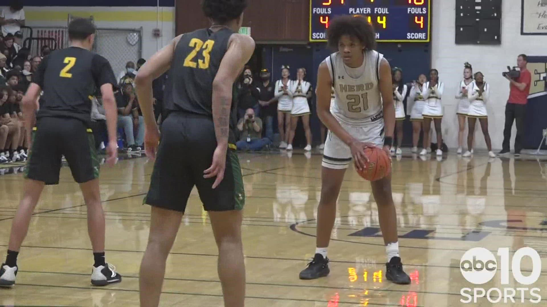 Ameere Britton scored 27 points and Karlos Zepeda buried two three's down the stretch to lead the Elk Grove Thundering Herd to the CIF Div. II NorCal Regional Finals