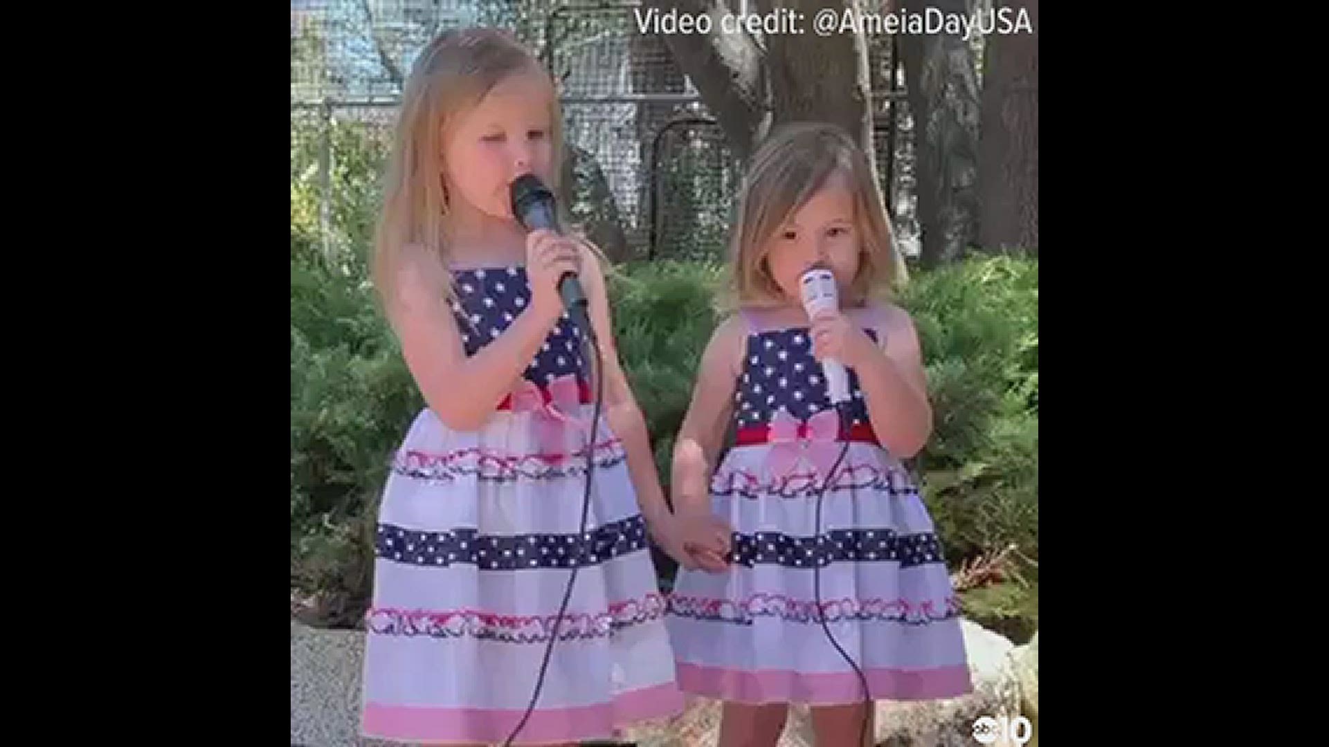 4-year-old Amelia sings God Bless America in honor of Memorial Day 2021 with her sister. Amelia stole our hearts by singing the national anthem on Memorial Day 2019.