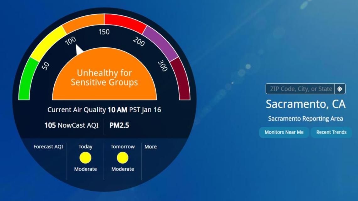 Why is the air quality bad in Sacramento today?