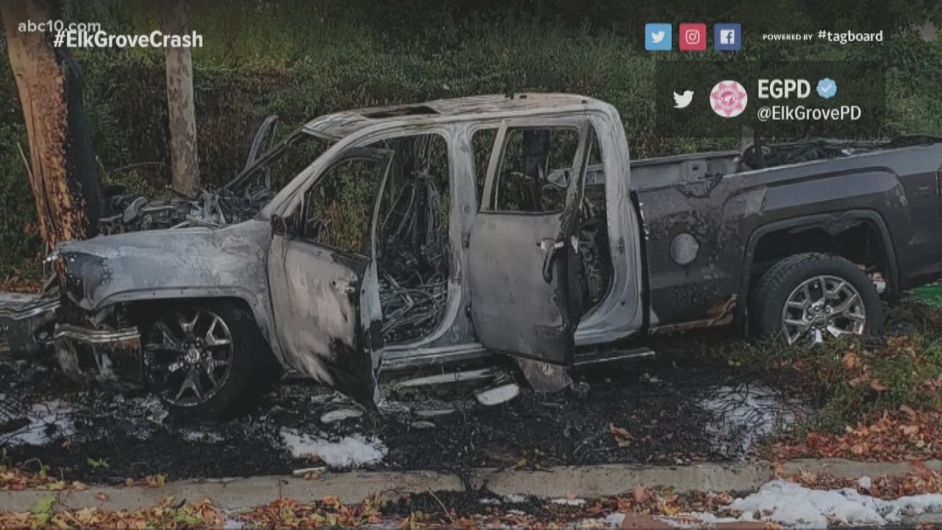 Three people were safely pulled from a burning vehicle by a "good Samaritan" in Elk Grove early Sunday morning, according to the Elk Grove Police Department.
