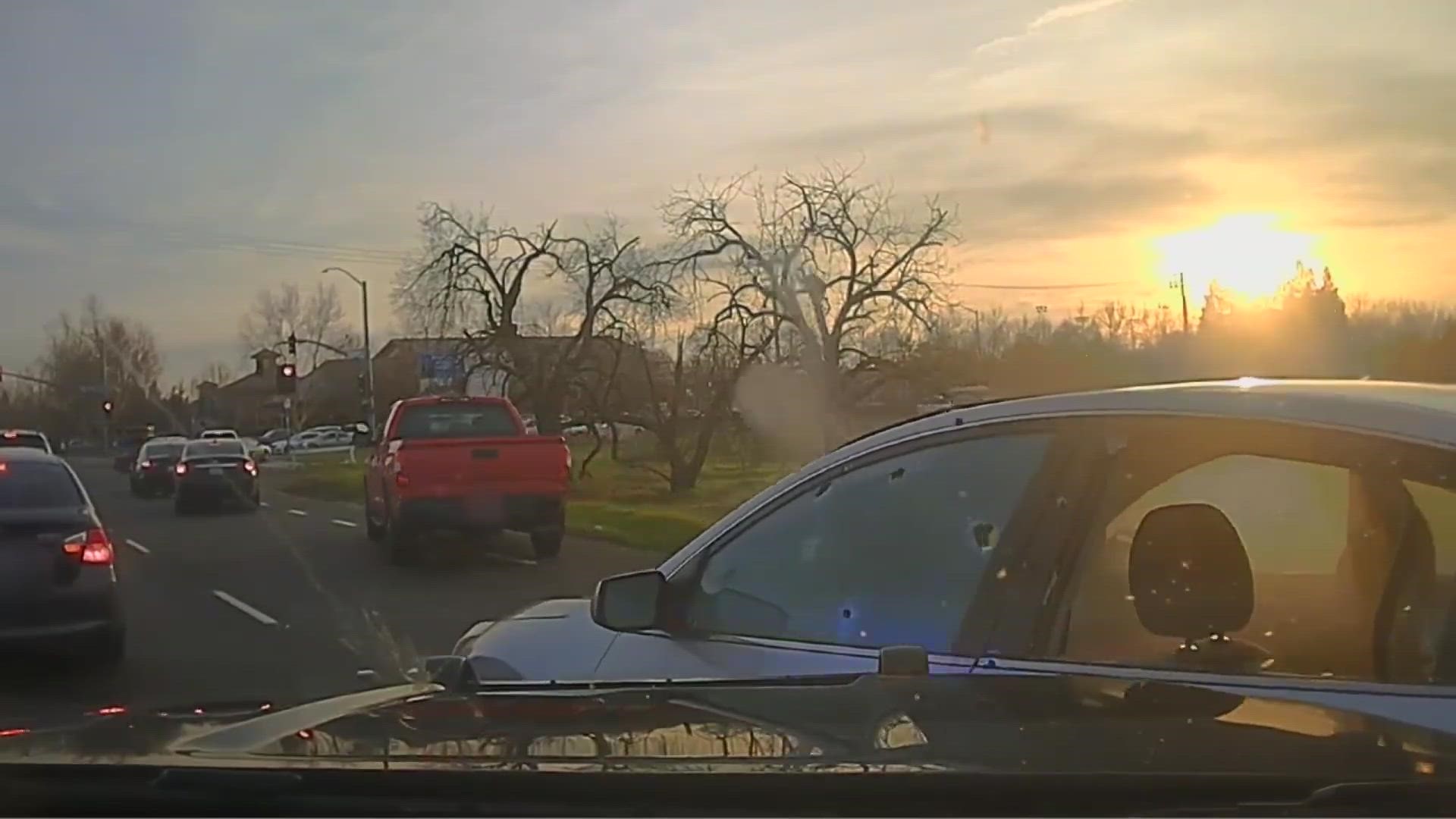 The edited video shows three officers firing into the suspects car hours after getting reports of a homicide in Rancho Cordova.