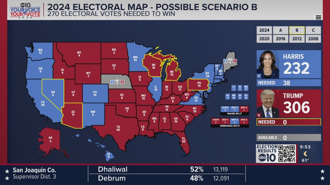 Presidential Election 2024 Electoral Map Latest — 930 p.m. Update