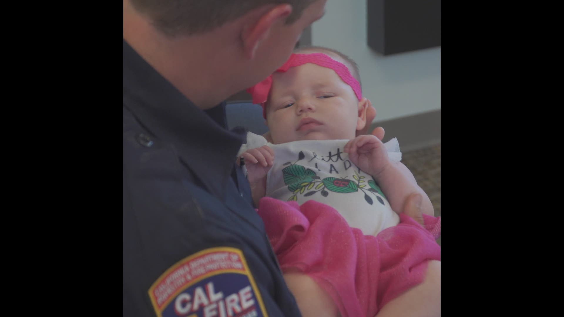 On the morning of May 13, 2-month-old Wren stopped breathing and her parents called for help. Cal Fire Dispatcher Chris Africa helped talk Wren's father, John, through the process of keeping the baby girl alive until an ambulance arrived. Months later, the family and the dispatcher reunited: