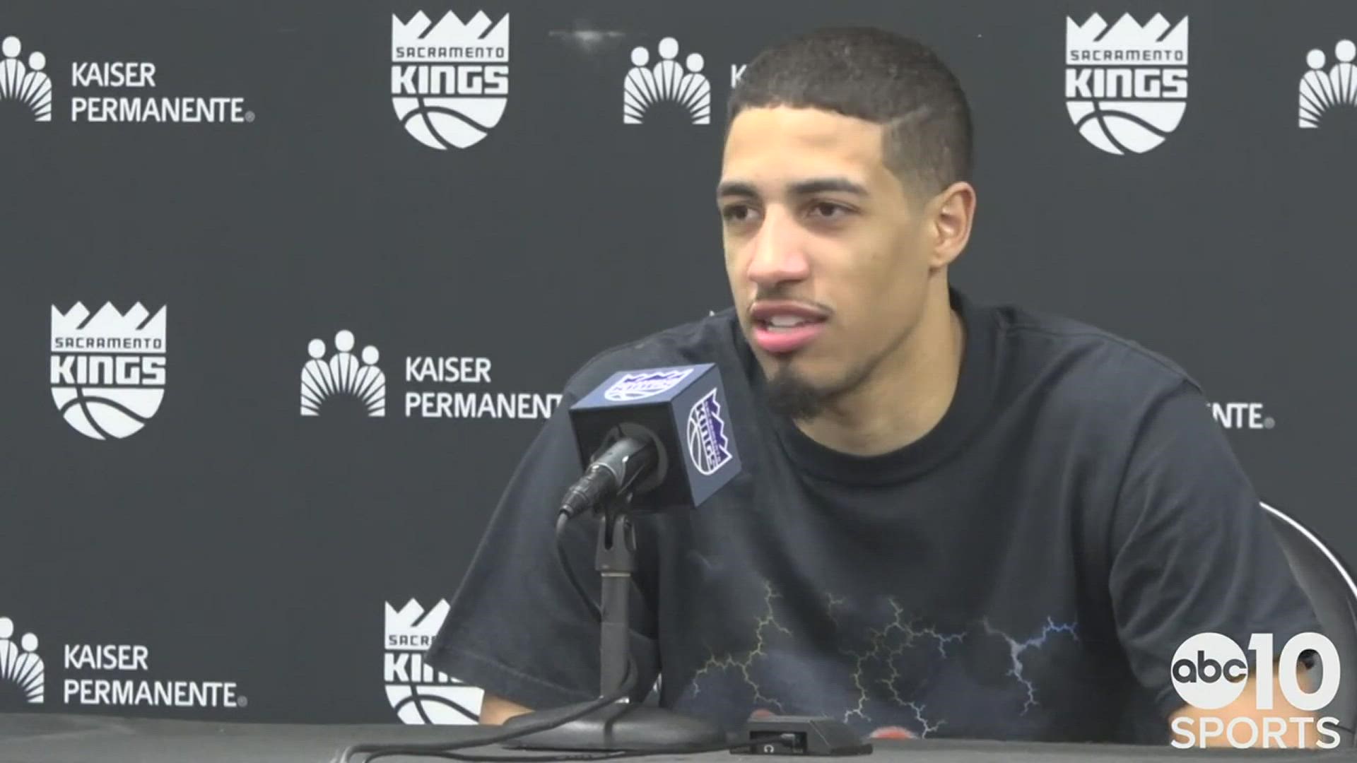 Kings guard Tyrese Haliburton talks about Wednesday's 125-116 victory over the Los Angeles Lakers and how his team was able to find the offensive firepower.