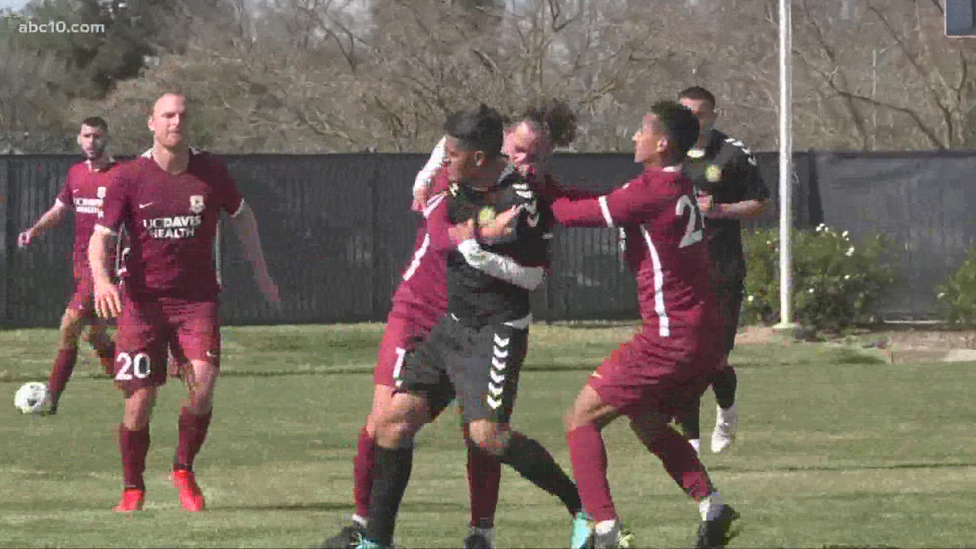 Sacramento Republic FC says their preseason scrimmage with Bay Cities FC of Redwood City got a little bit scrappy as an altercation ended the match early.