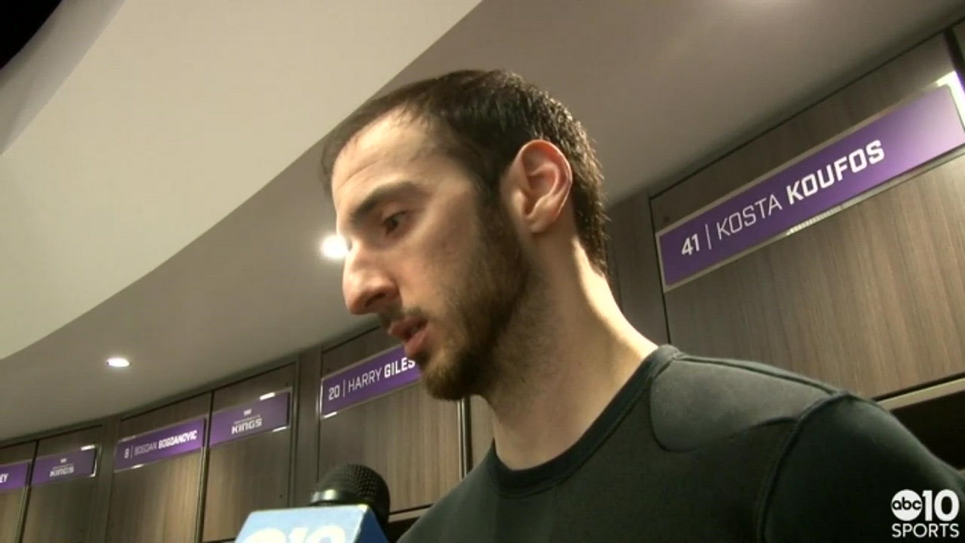 Kosta Koufos talks about the Kings victory in Sacramento over the Orlando Magic, the 200th win for his head coach Dave Joerger and the contribution from his teammates.