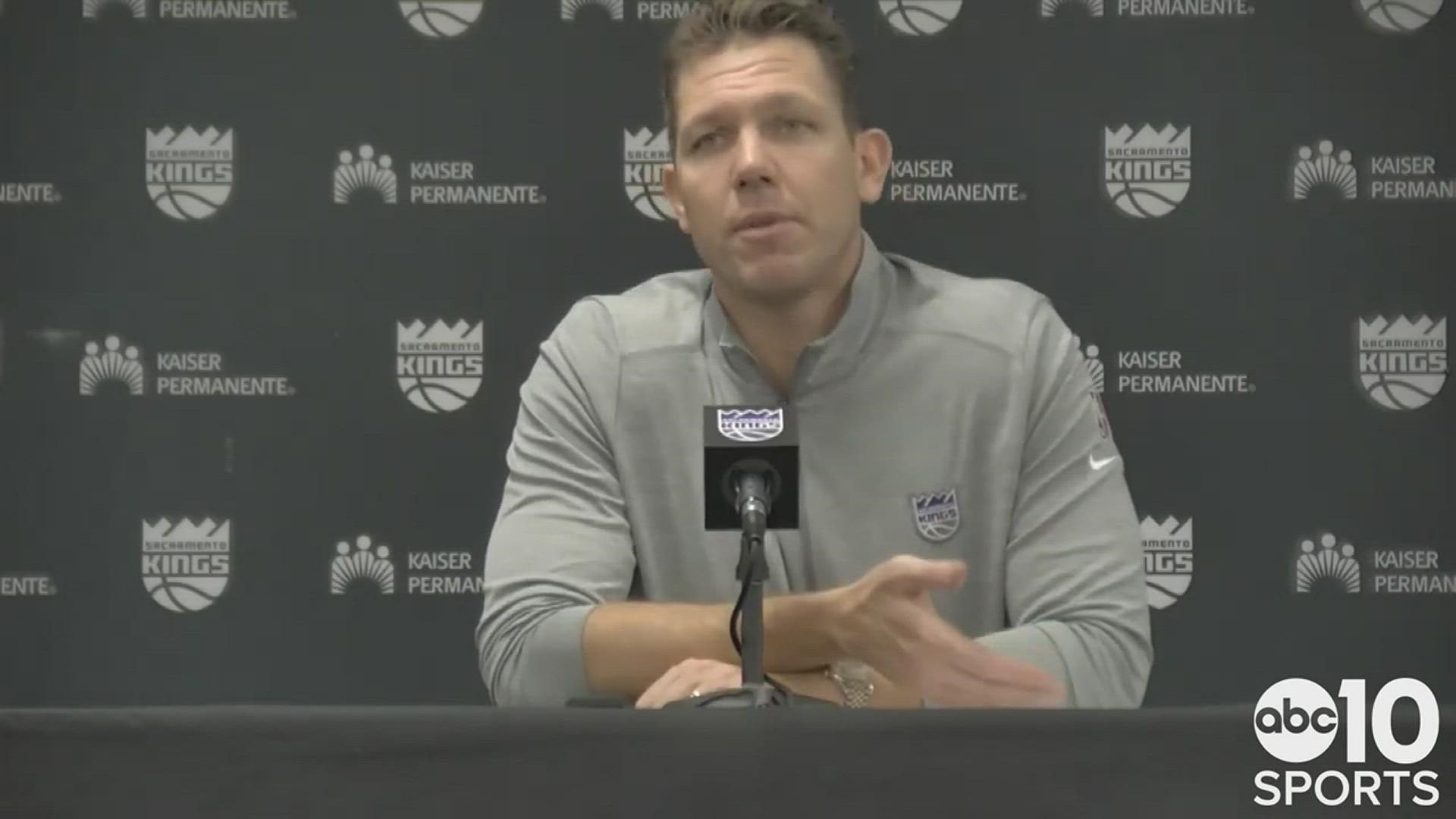Sacramento Kings head coach Luke Walton on Friday's 30-point win over the Charlotte Hornets and snapping the franchise record for three's in a game.