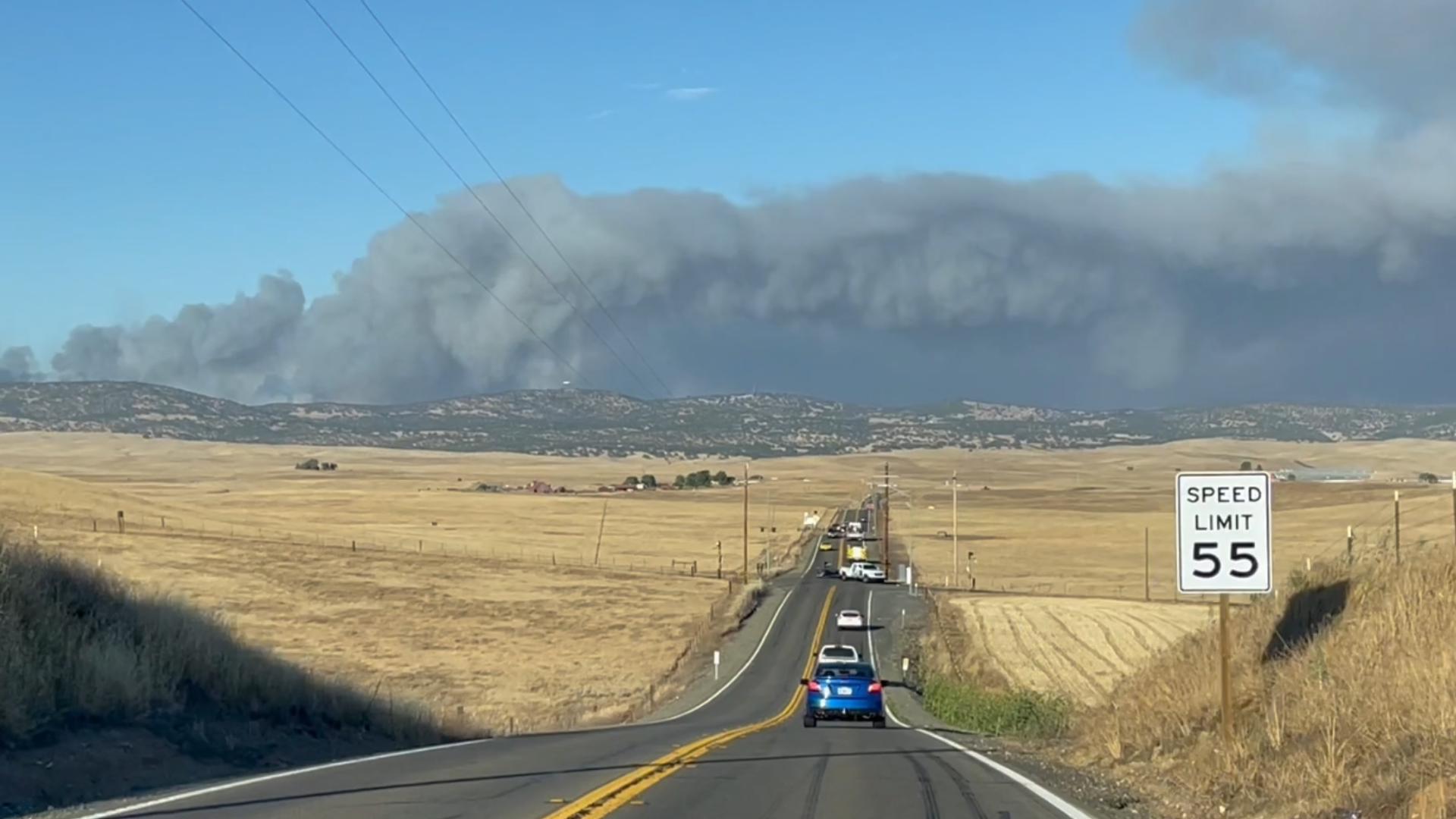 The ABC10 crew captured video of the Aero Fire as they drove into Calaveras County.