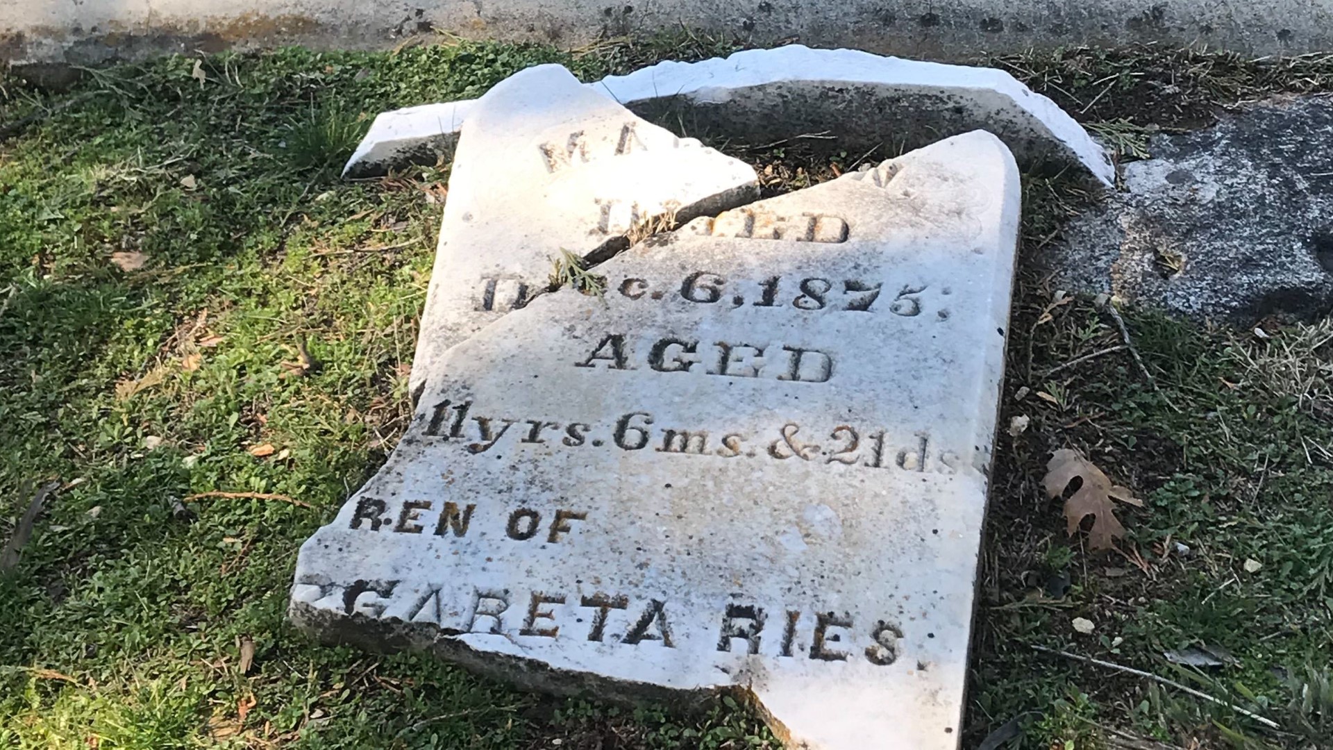 El Dorado County official said the tombstones in Placerville Union Cemetery could have broken because they were built with a softer material.