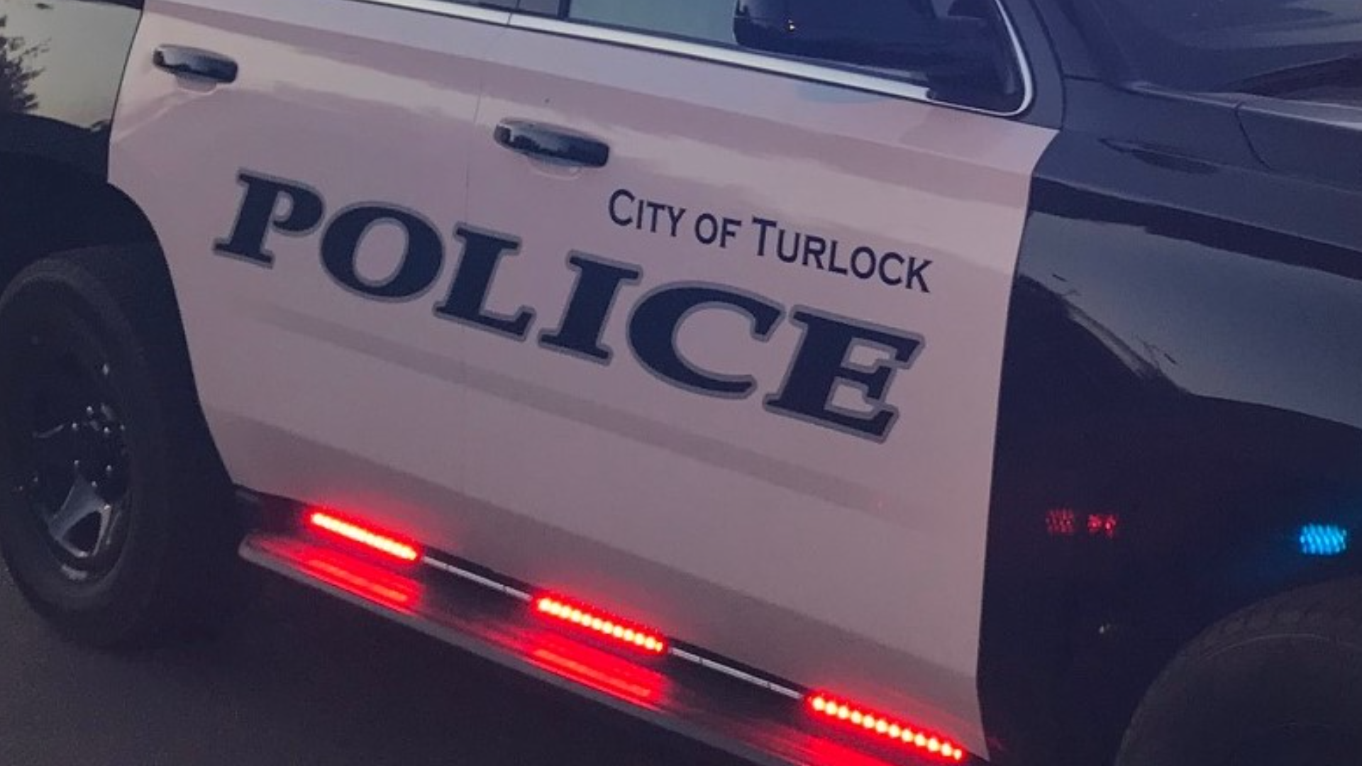 Turlock Police said the driver of the Wednesday morning hit-and-run was described as a male who was wearing an orange and yellow vest and driving a small blue car.