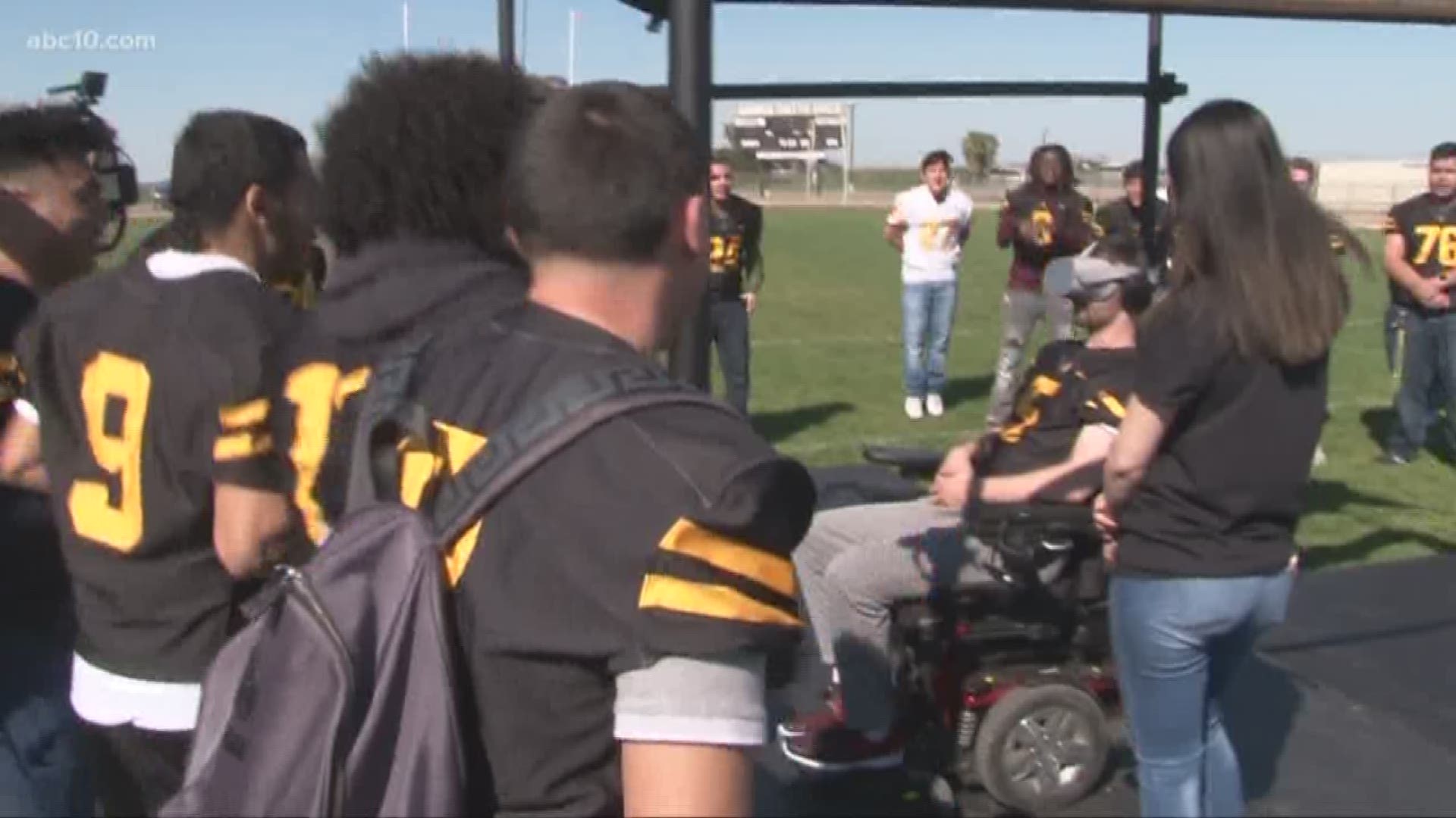 It was a Make-A-Wish dream come true like none other. On Friday at the Lathrop High School football stadium, in his wheelchair flanked by teammates, 17-year-old Keannu Linnell returned to the field. Keannu was diagnosed with an aggressive form of brain cancer during his sophomore year in school. His only wish was to play the game he loves once more.