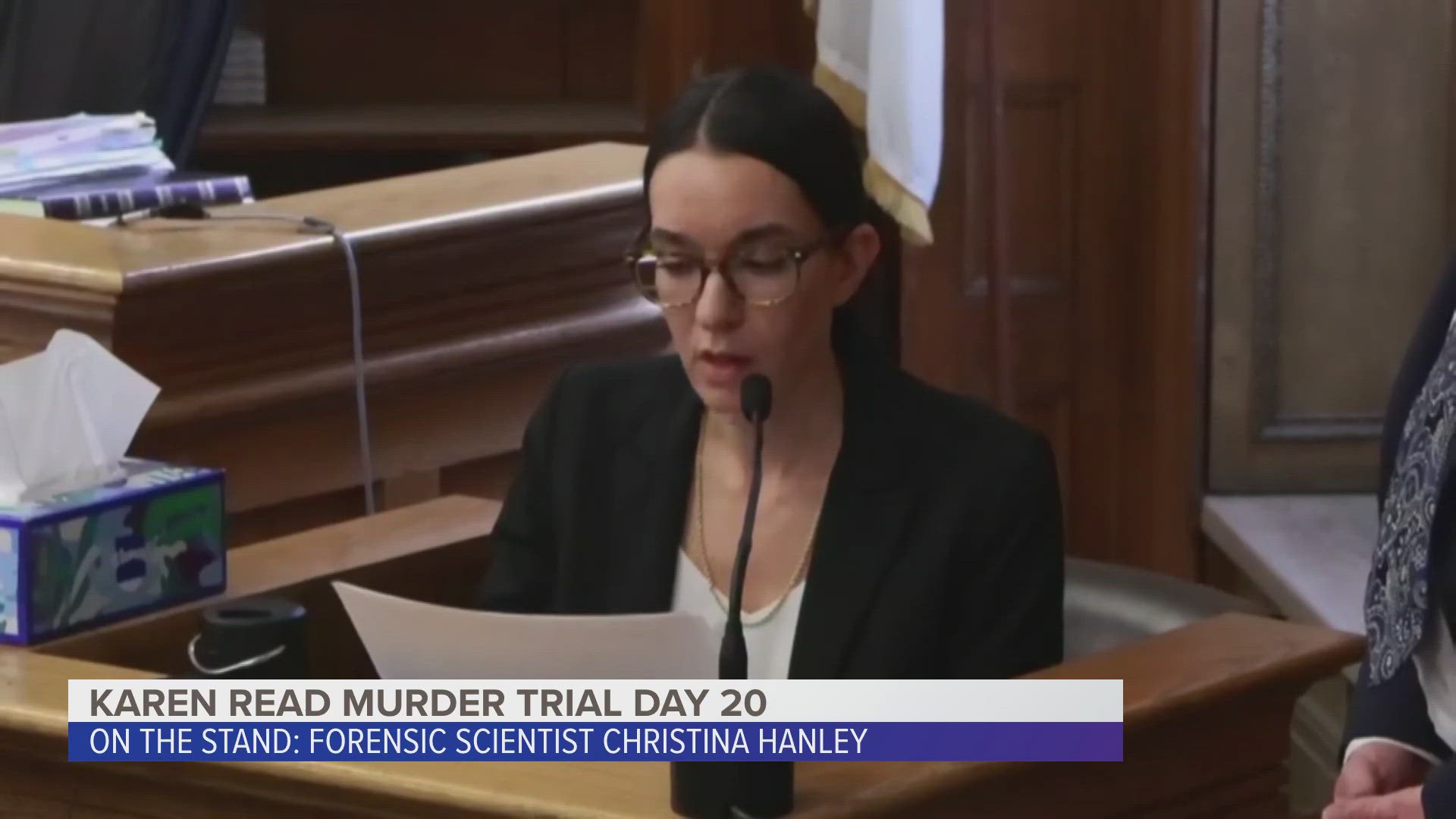 Karen Read Murder Trial: Christina Hanley testimony, part 2, from May 21, 2025. Christina Hanley is a forensic scientist at the Massachusetts State Police crime lab.