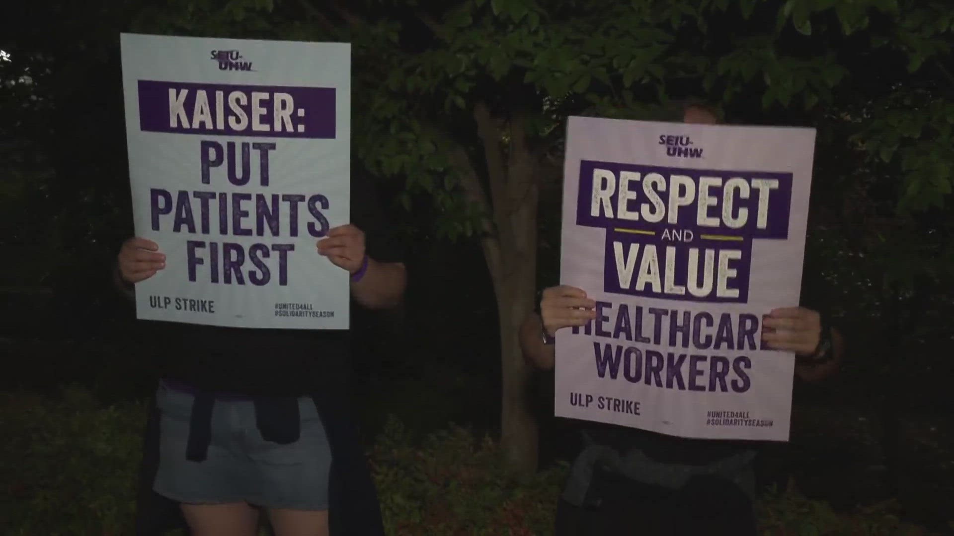 Picketing began Wednesday morning at Kaiser Permanente hospitals as more than 75,000 health care workers went on strike.