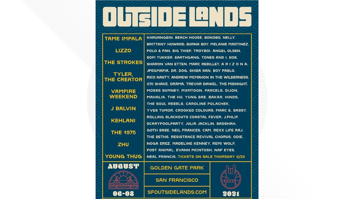 Outside Lands Music Festival set daily lineup, singleday tickets